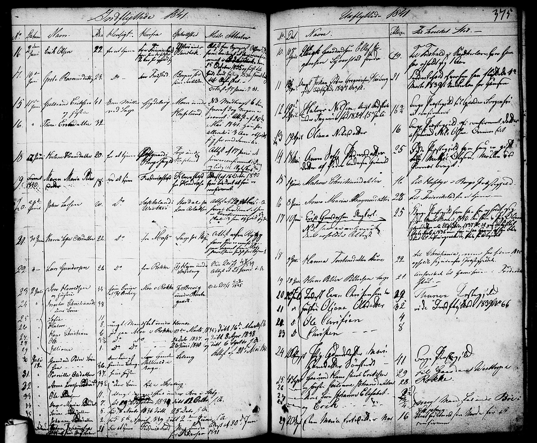 Skjeberg prestekontor Kirkebøker, AV/SAO-A-10923/F/Fa/L0005: Parish register (official) no. I 5, 1830-1845, p. 375