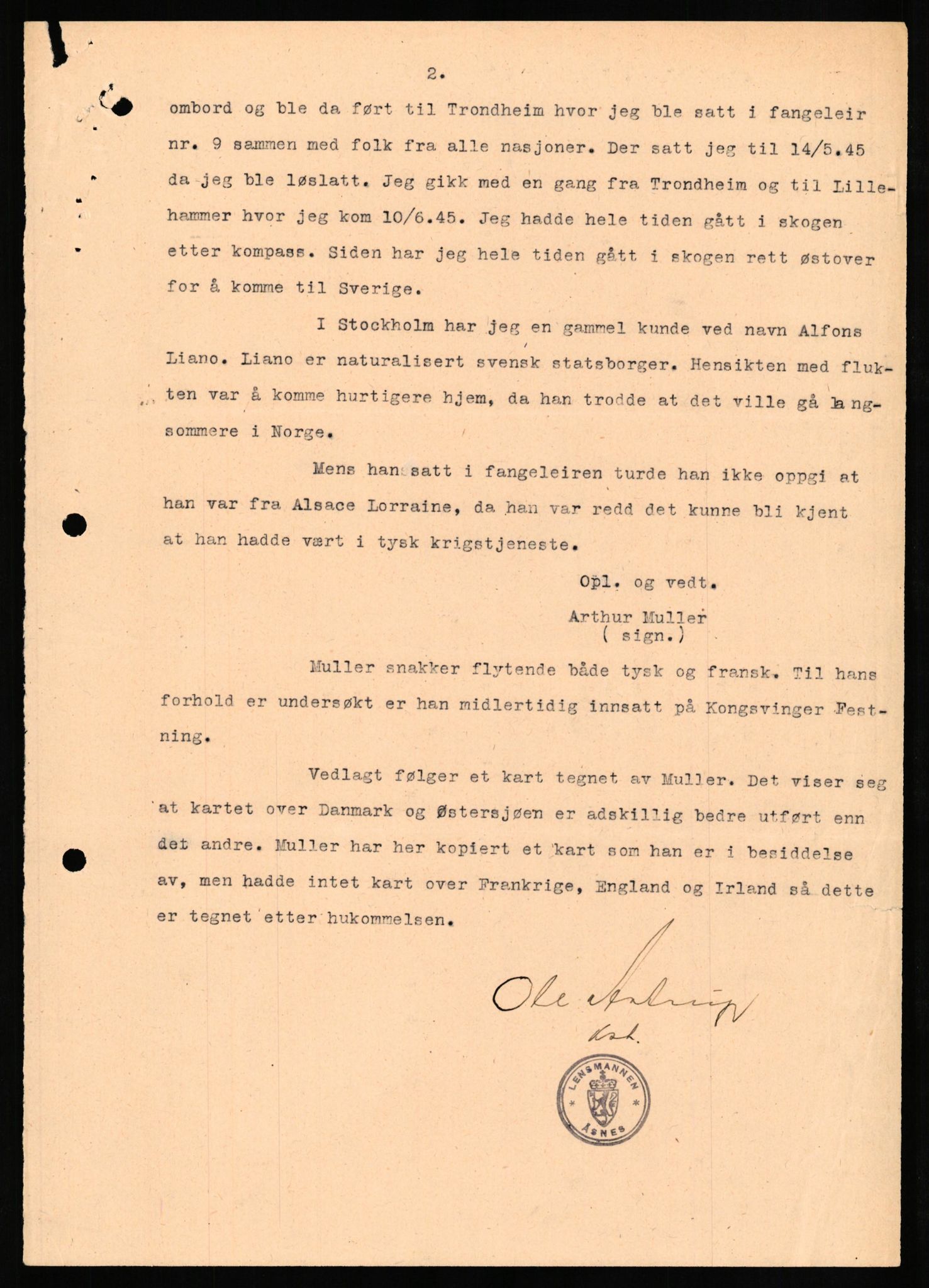 Forsvaret, Forsvarets overkommando II, AV/RA-RAFA-3915/D/Db/L0023: CI Questionaires. Tyske okkupasjonsstyrker i Norge. Tyskere., 1945-1946, p. 10