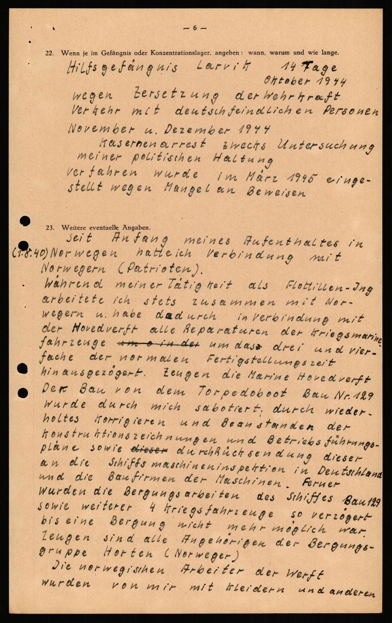 Forsvaret, Forsvarets overkommando II, AV/RA-RAFA-3915/D/Db/L0025: CI Questionaires. Tyske okkupasjonsstyrker i Norge. Tyskere., 1945-1946, p. 467