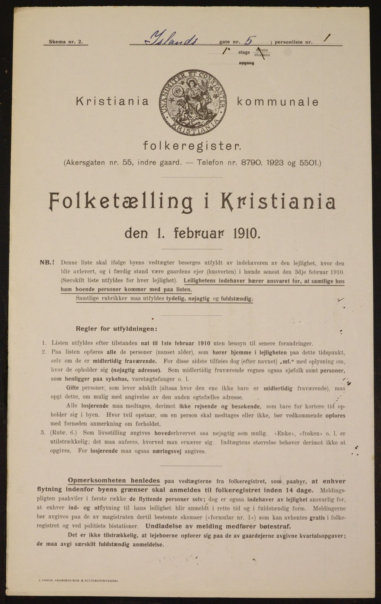 OBA, Municipal Census 1910 for Kristiania, 1910, p. 43406