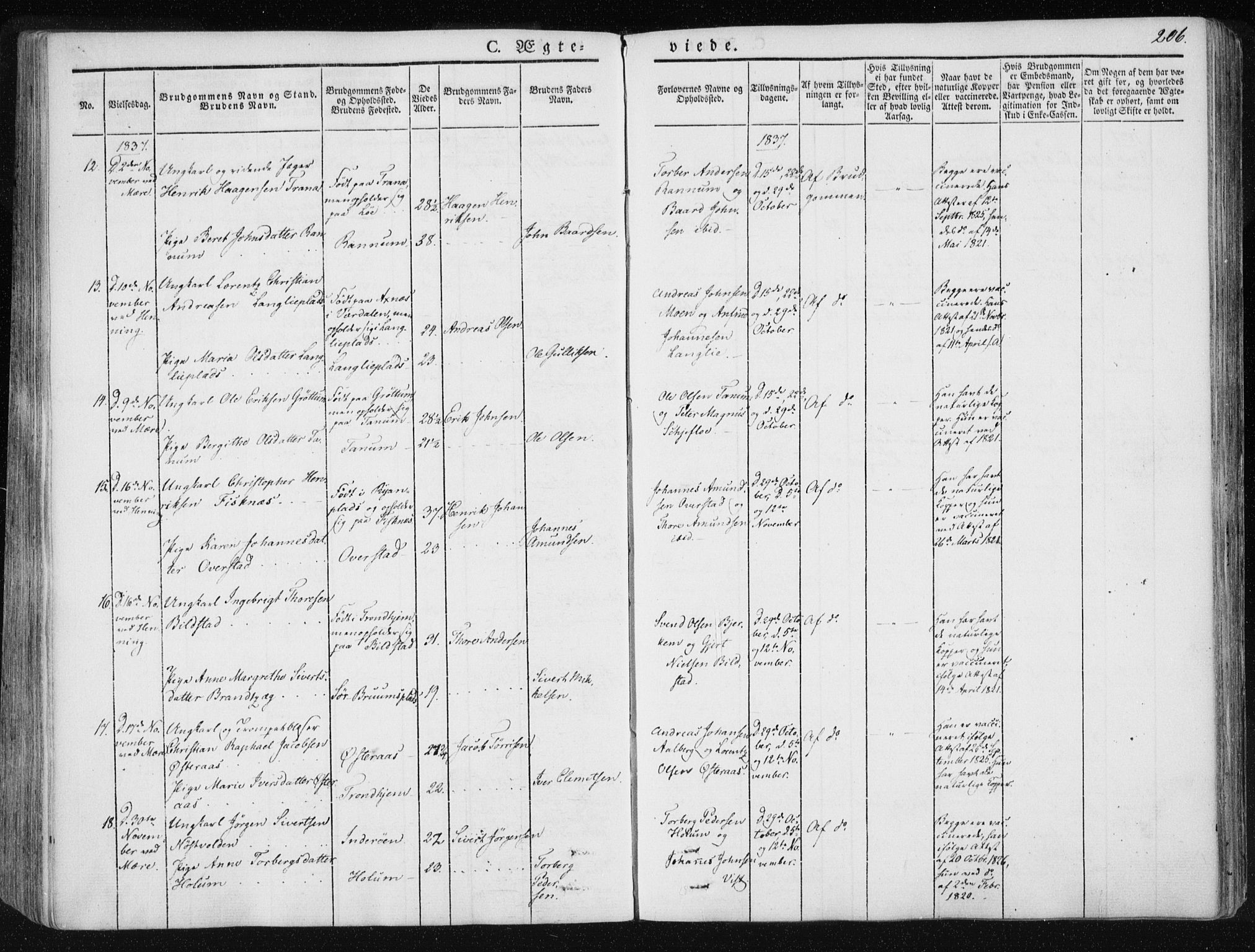 Ministerialprotokoller, klokkerbøker og fødselsregistre - Nord-Trøndelag, AV/SAT-A-1458/735/L0339: Parish register (official) no. 735A06 /1, 1836-1848, p. 206