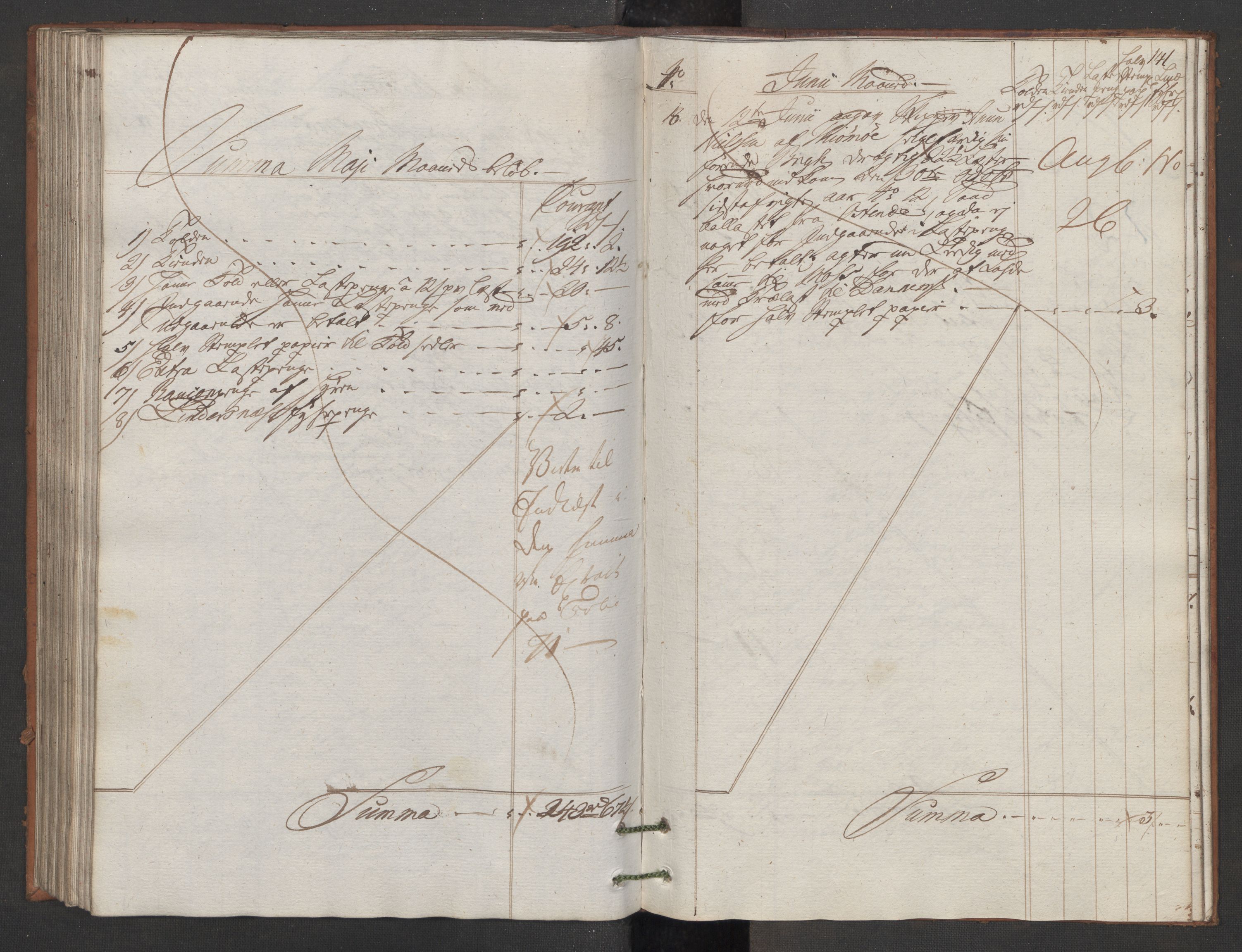 Generaltollkammeret, tollregnskaper, AV/RA-EA-5490/R11/L0087/0001: Tollregnskaper Larvik og Sandefjord / Utgående hovedtollbok, 1786, p. 140b-141a