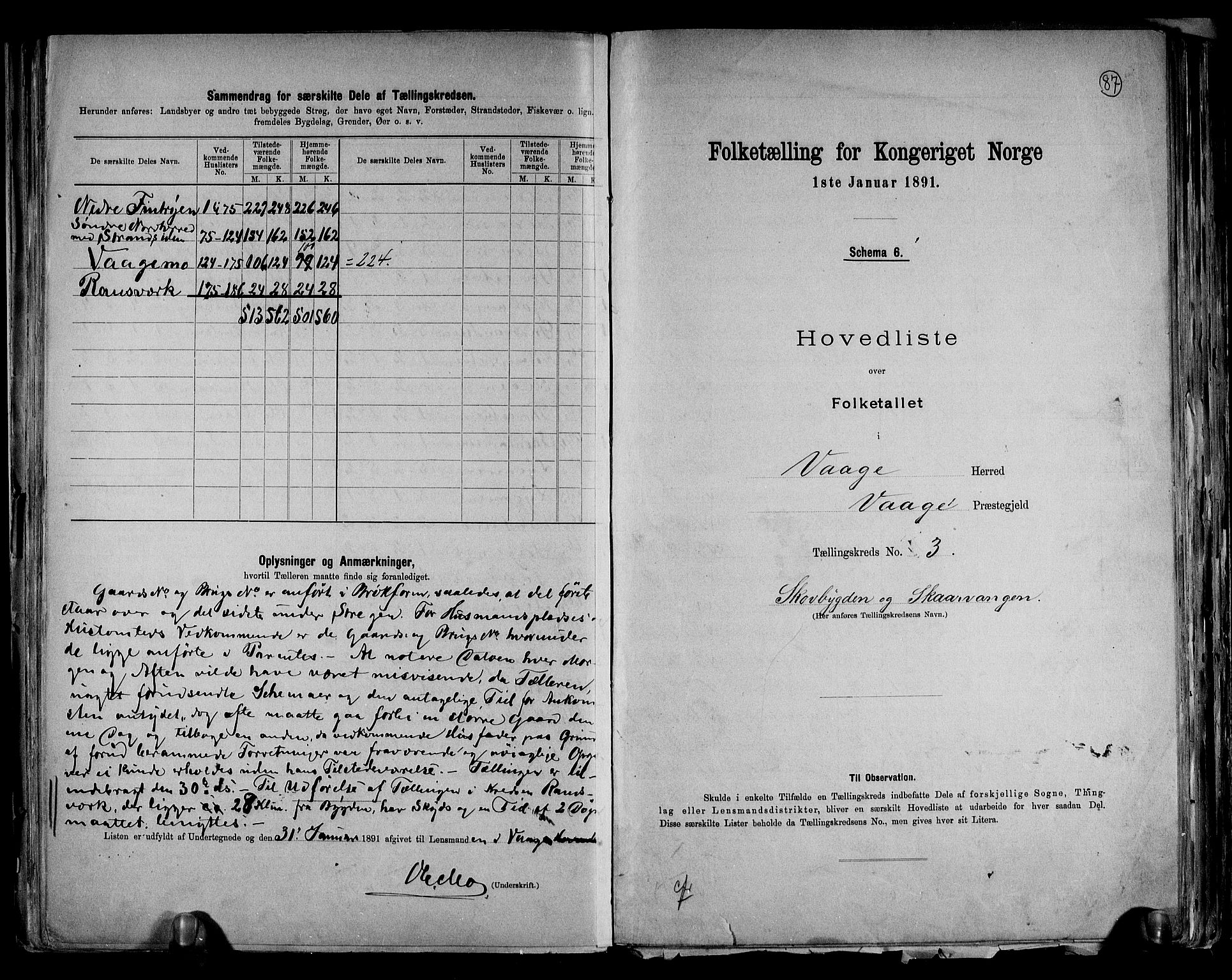 RA, 1891 census for 0515 Vågå, 1891, p. 12