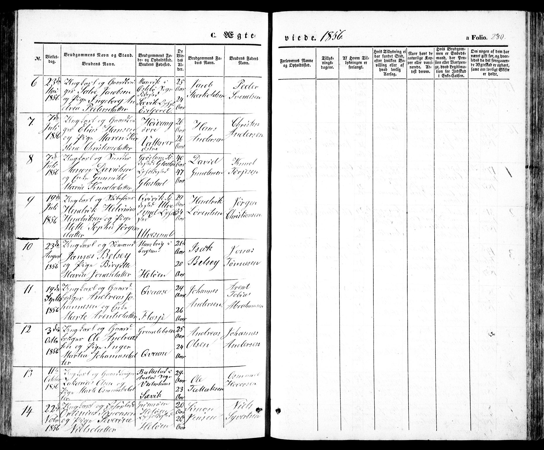 Høvåg sokneprestkontor, SAK/1111-0025/F/Fb/L0002: Parish register (copy) no. B 2, 1847-1869, p. 280