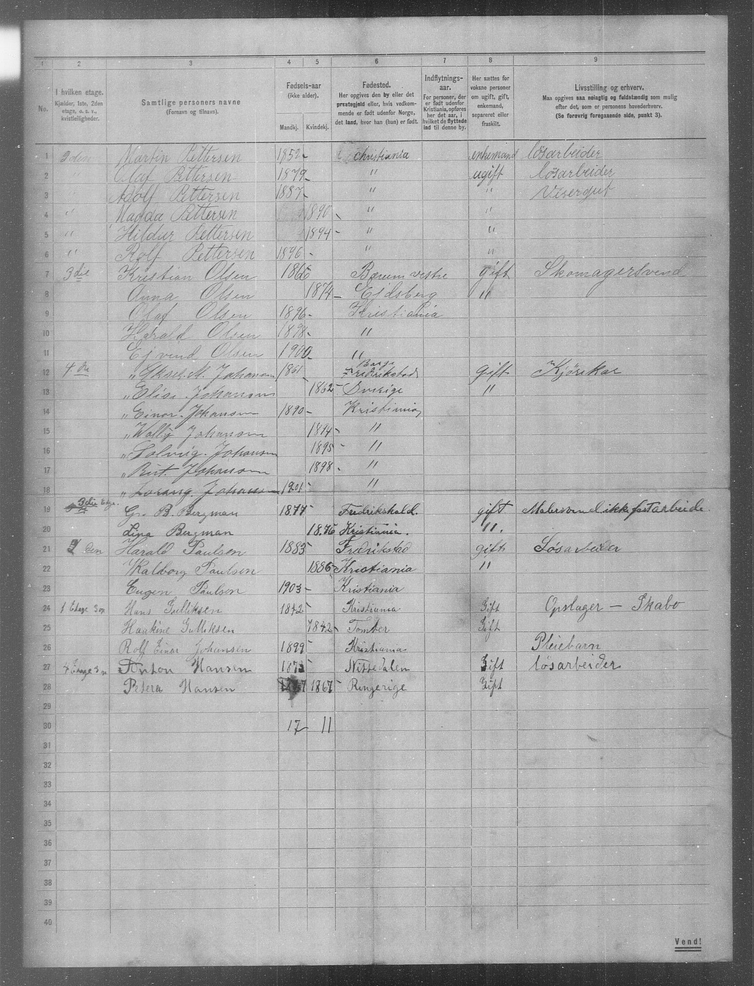 OBA, Municipal Census 1904 for Kristiania, 1904, p. 579