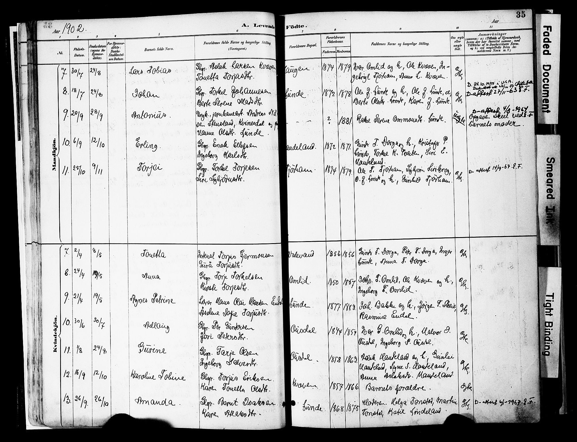 Sirdal sokneprestkontor, SAK/1111-0036/F/Fa/Faa/L0001: Parish register (official) no. A 1, 1887-1910, p. 35