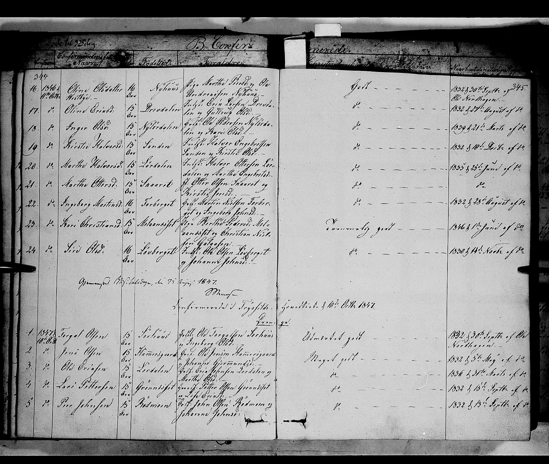 Trysil prestekontor, AV/SAH-PREST-046/H/Ha/Haa/L0004: Parish register (official) no. 4 /1, 1842-1850, p. 344-345