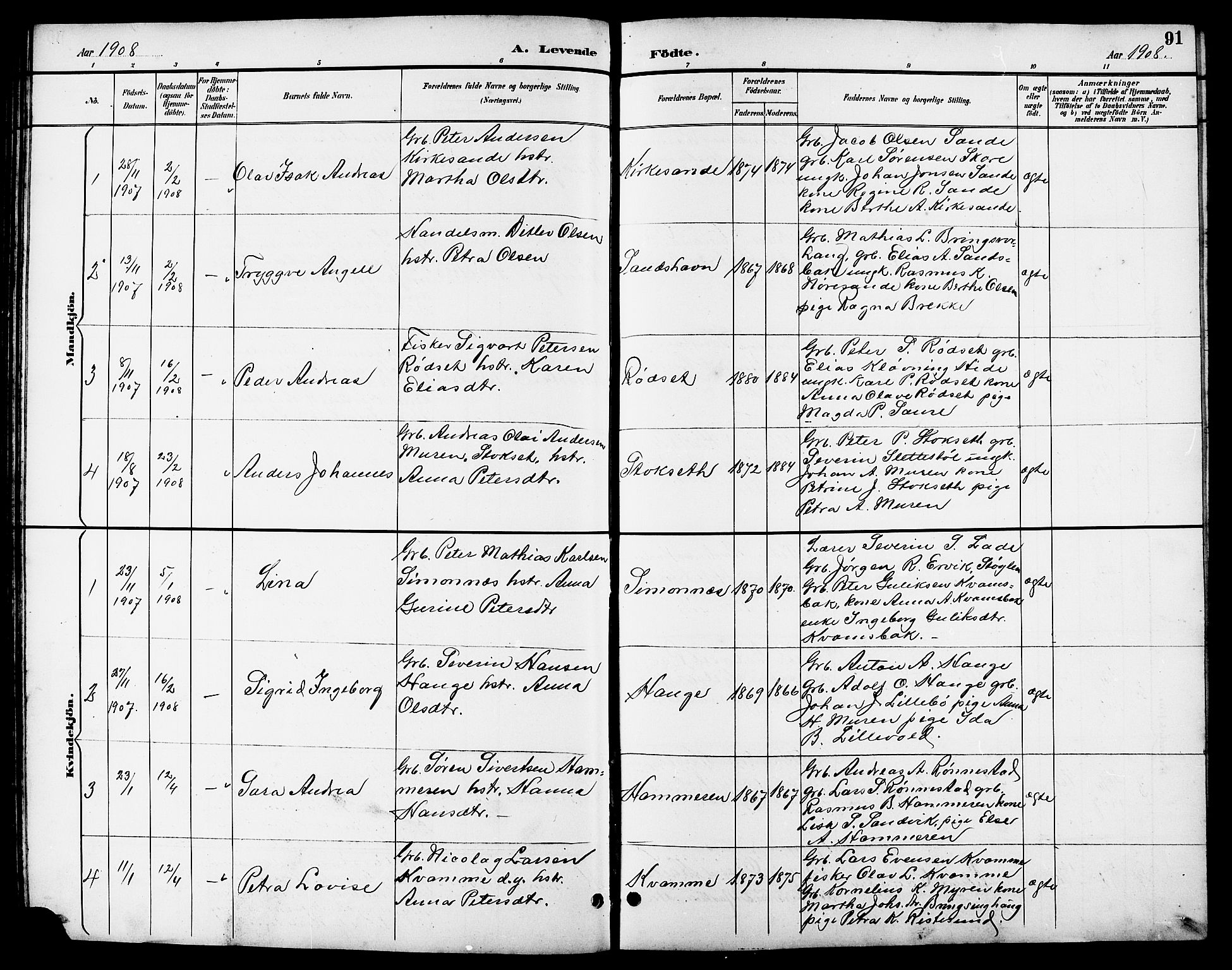 Ministerialprotokoller, klokkerbøker og fødselsregistre - Møre og Romsdal, AV/SAT-A-1454/503/L0049: Parish register (copy) no. 503C04, 1894-1915, p. 91