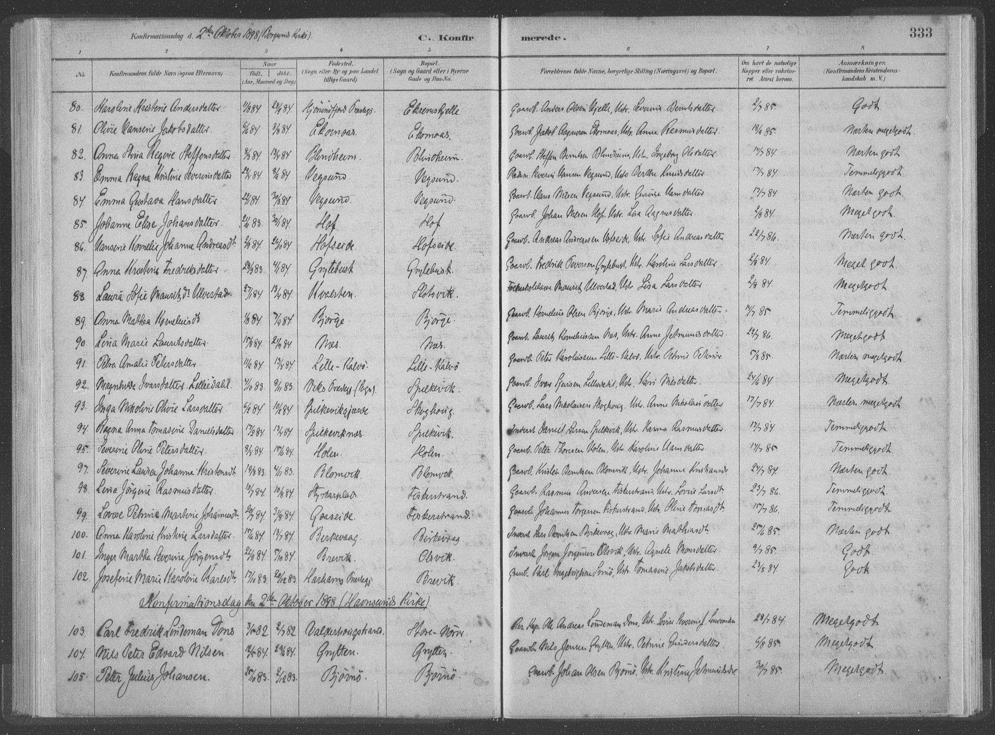 Ministerialprotokoller, klokkerbøker og fødselsregistre - Møre og Romsdal, AV/SAT-A-1454/528/L0402: Parish register (official) no. 528A12II, 1880-1903, p. 333