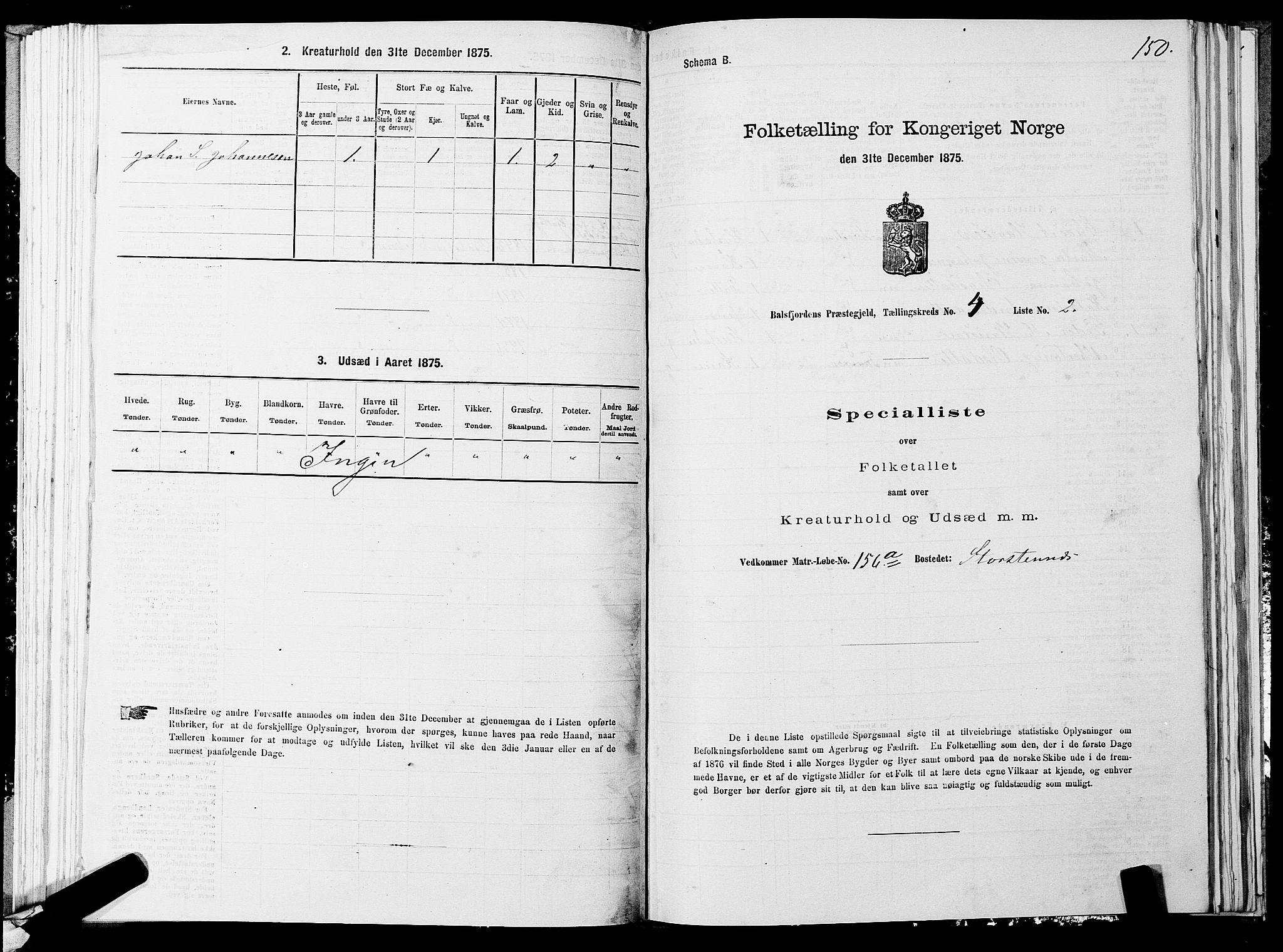 SATØ, 1875 census for 1933P Balsfjord, 1875, p. 1750