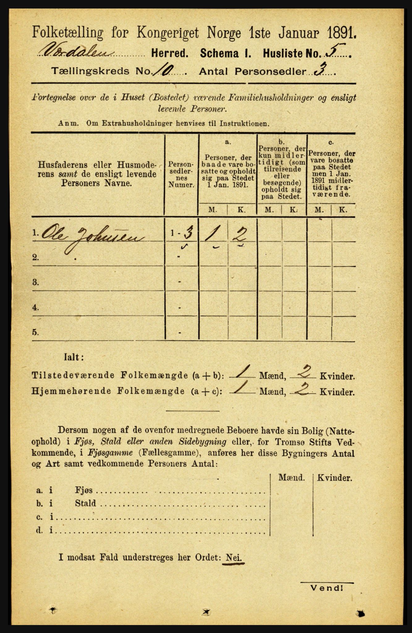 RA, 1891 census for 1721 Verdal, 1891, p. 5547