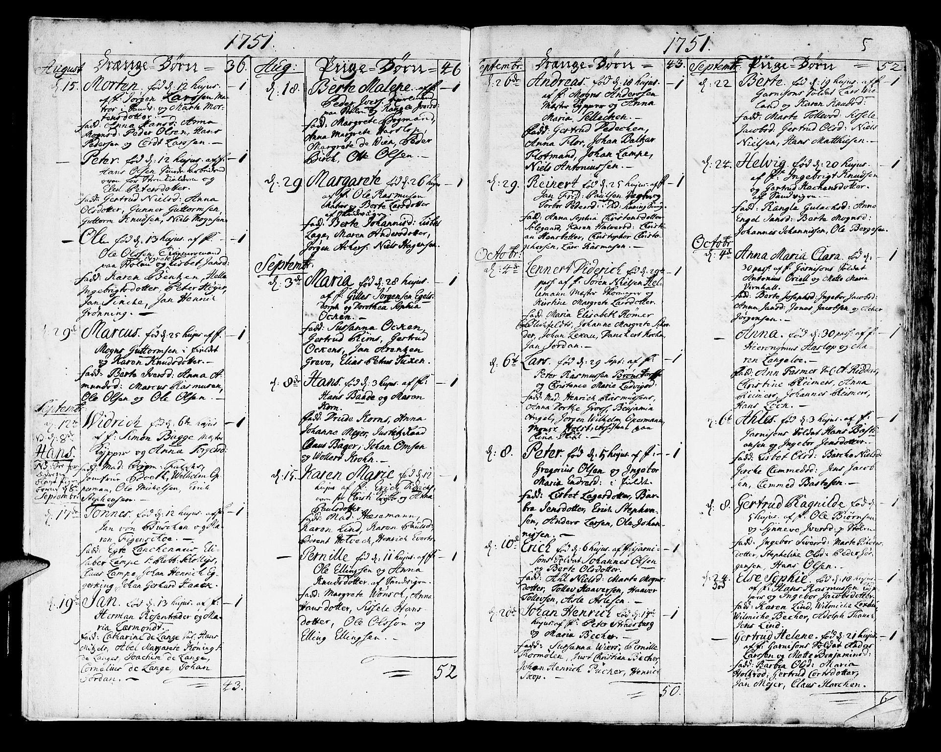 Korskirken sokneprestembete, SAB/A-76101/H/Haa/L0005: Parish register (official) no. A 5, 1751-1789, p. 5