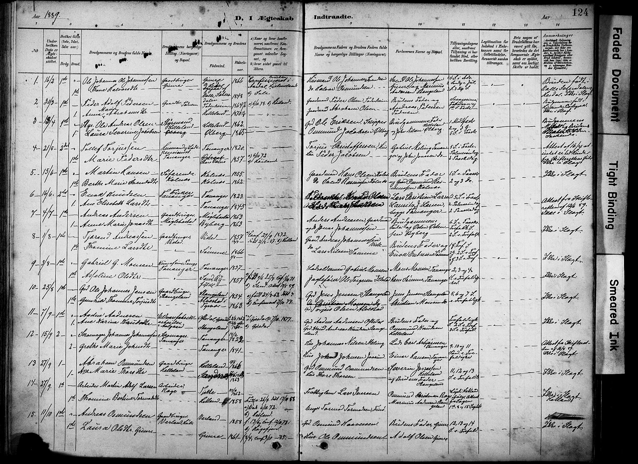 Håland sokneprestkontor, SAST/A-101802/001/30BA/L0012: Parish register (official) no. A 11, 1889-1900, p. 124