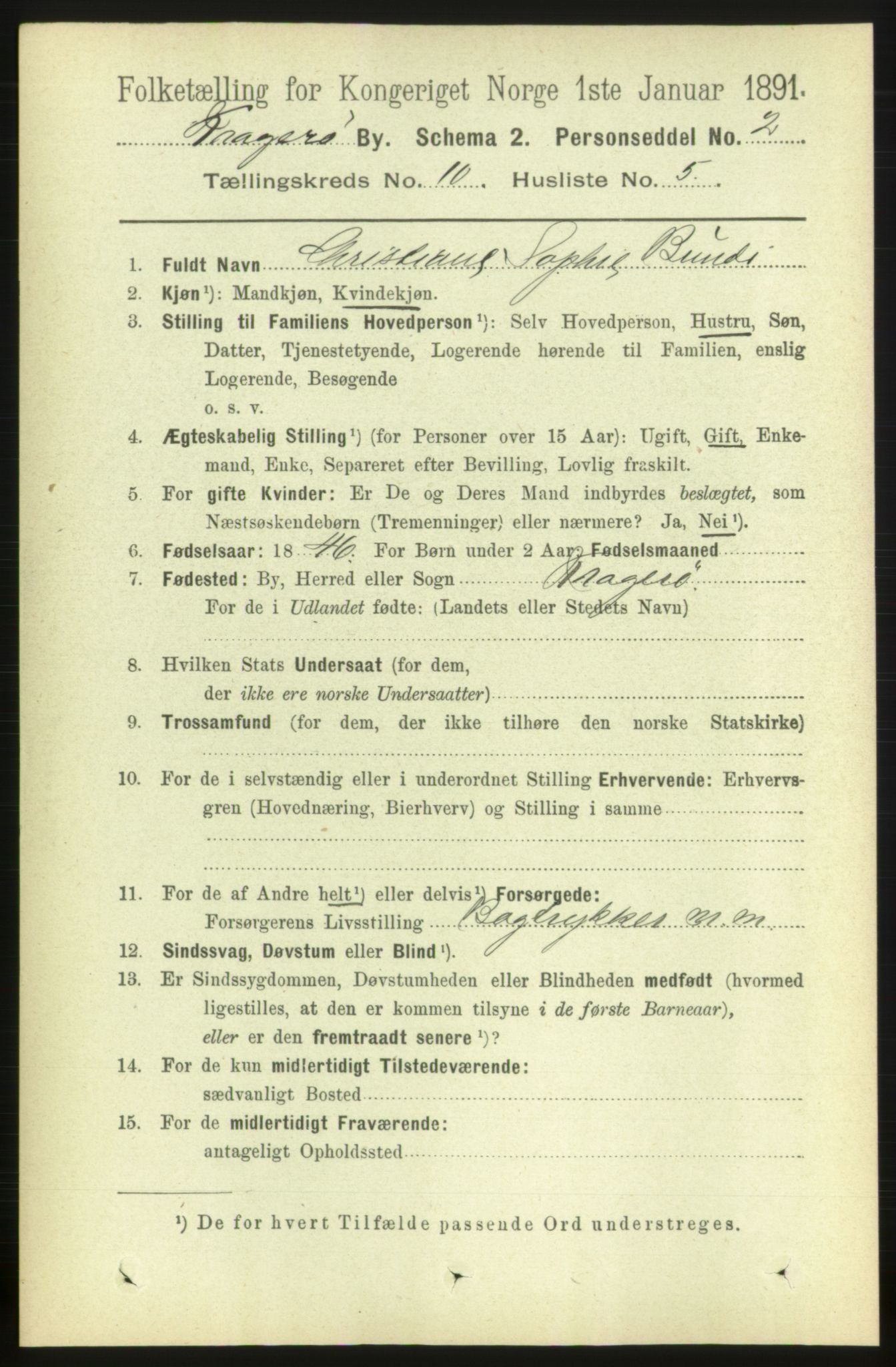 RA, 1891 census for 0801 Kragerø, 1891, p. 3782