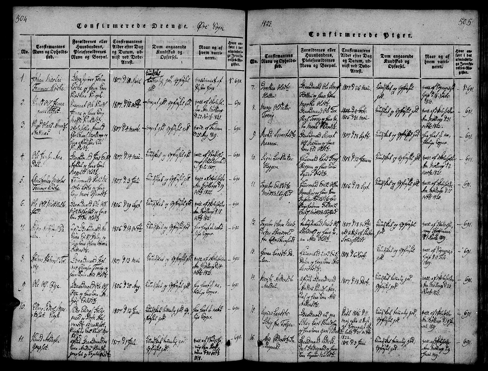 Ministerialprotokoller, klokkerbøker og fødselsregistre - Møre og Romsdal, AV/SAT-A-1454/586/L0982: Parish register (official) no. 586A08, 1819-1829, p. 504-505