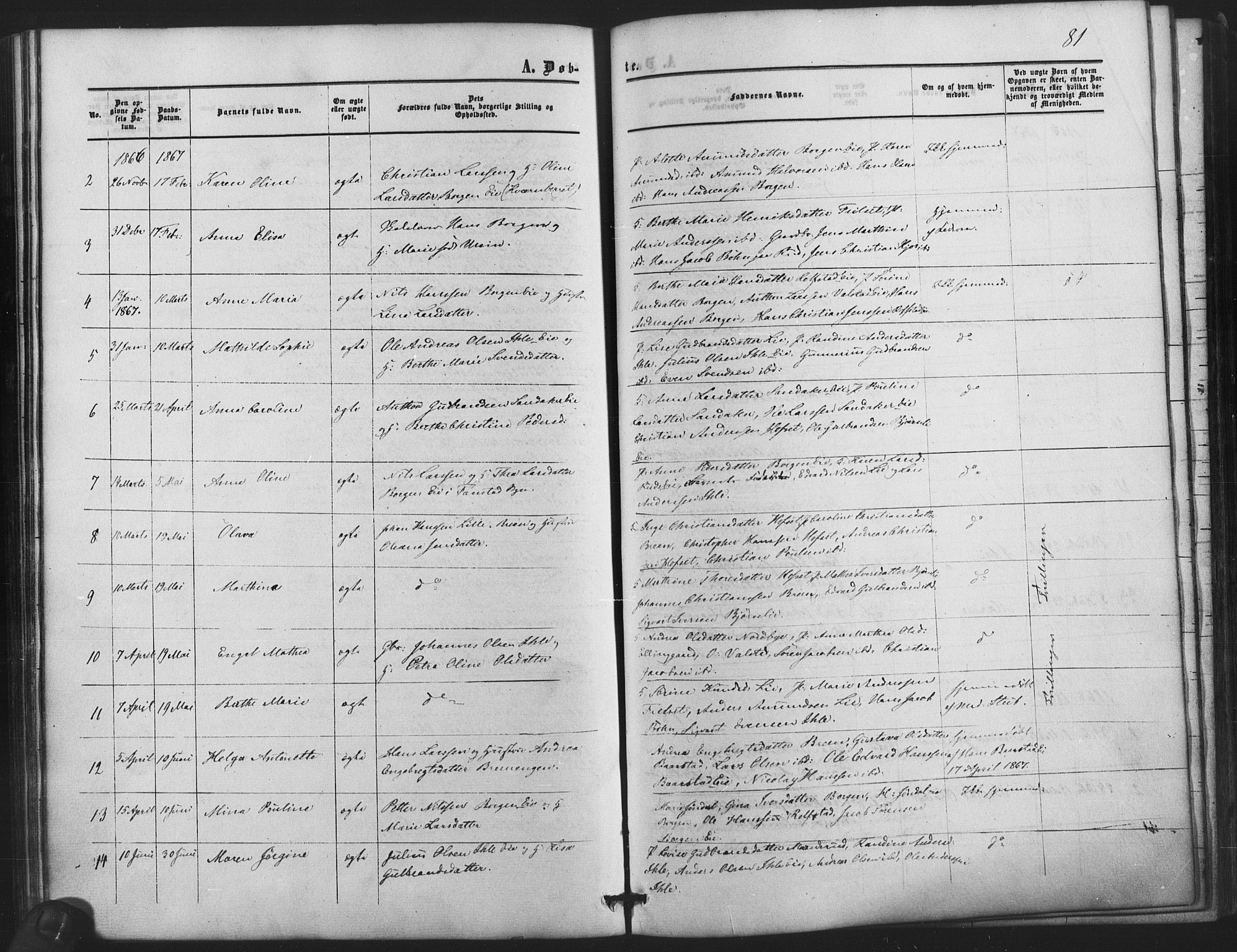 Nes prestekontor Kirkebøker, AV/SAO-A-10410/F/Fb/L0001: Parish register (official) no. II 1, 1859-1882, p. 81