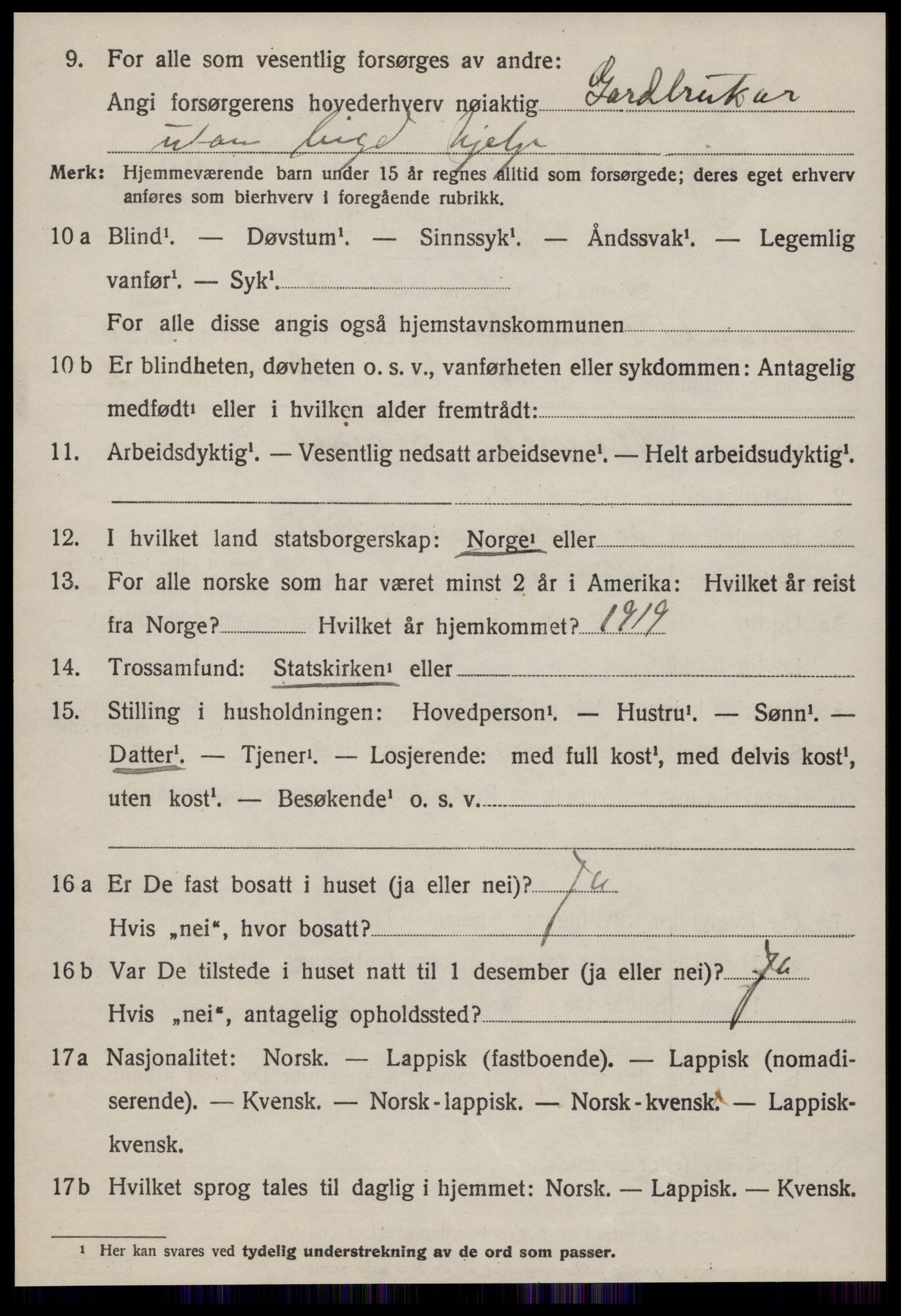 SAT, 1920 census for Hølonda, 1920, p. 2354