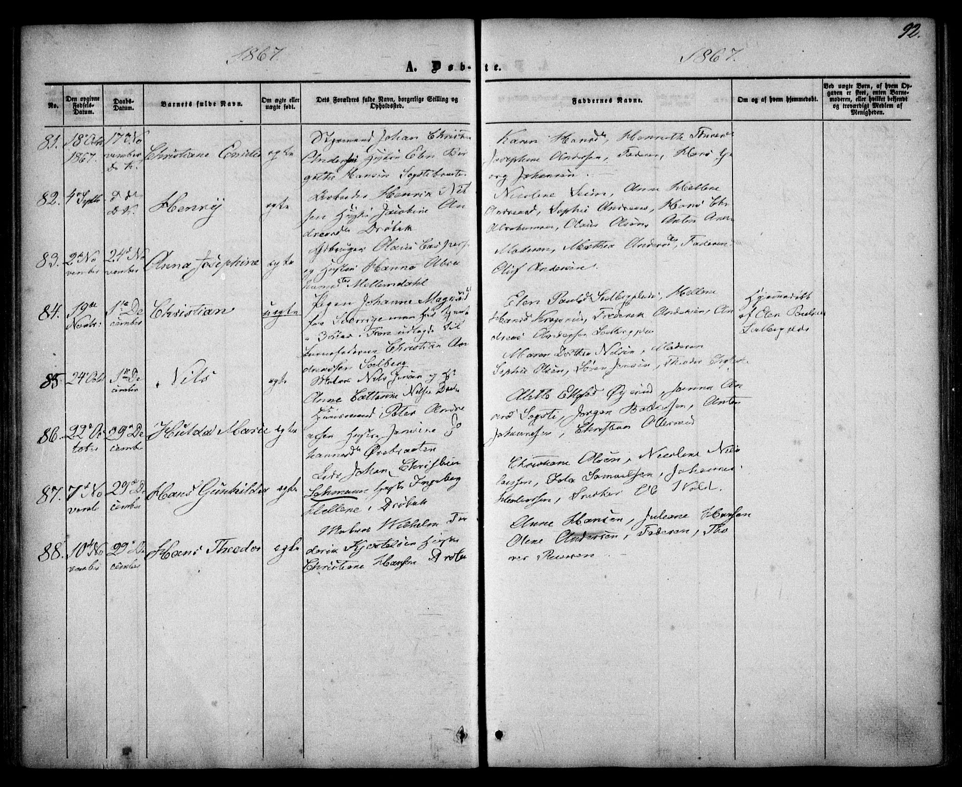 Drøbak prestekontor Kirkebøker, SAO/A-10142a/F/Fa/L0002: Parish register (official) no. I 2, 1858-1870, p. 92