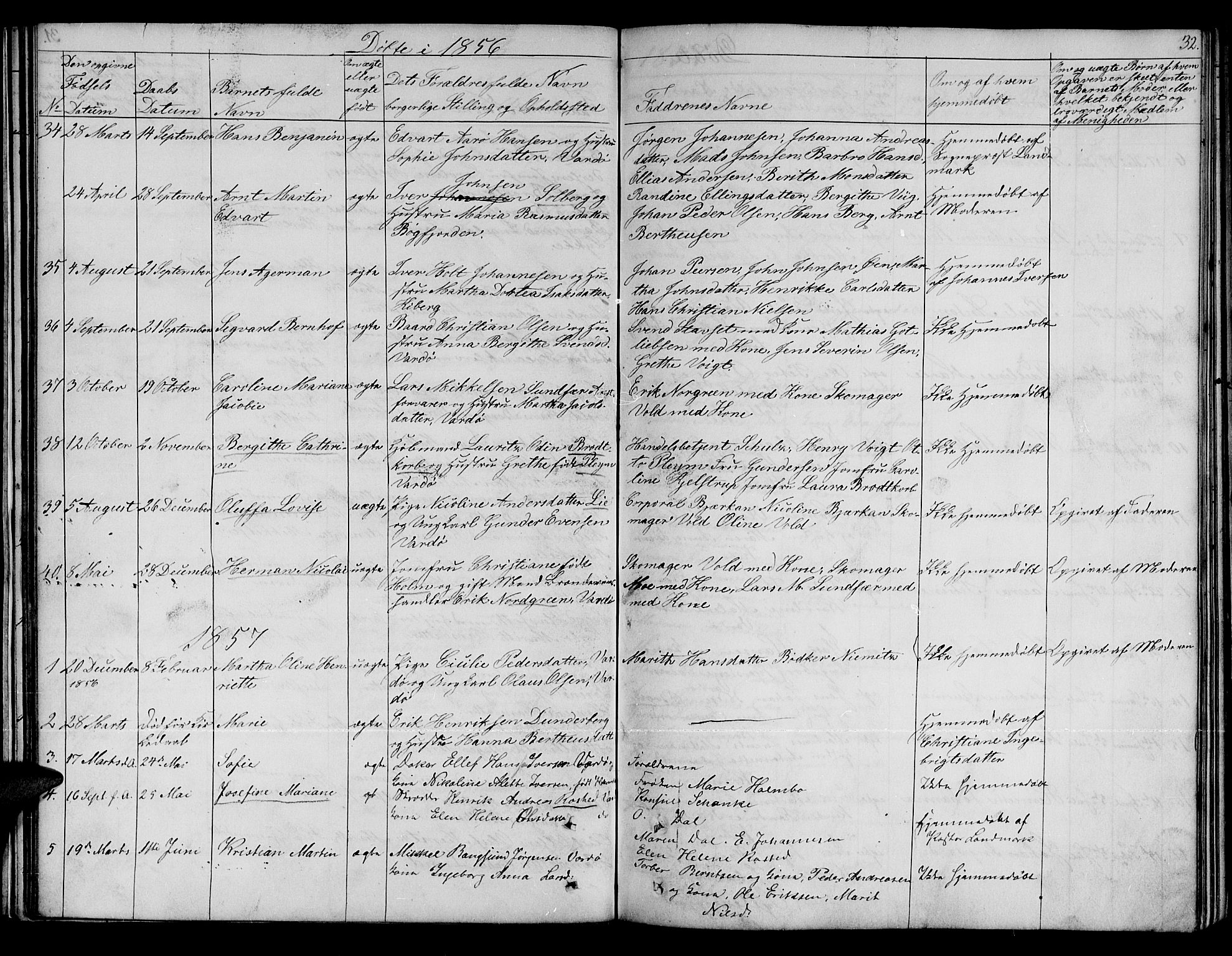 Vardø sokneprestkontor, SATØ/S-1332/H/Hb/L0001klokker: Parish register (copy) no. 1, 1844-1861, p. 32