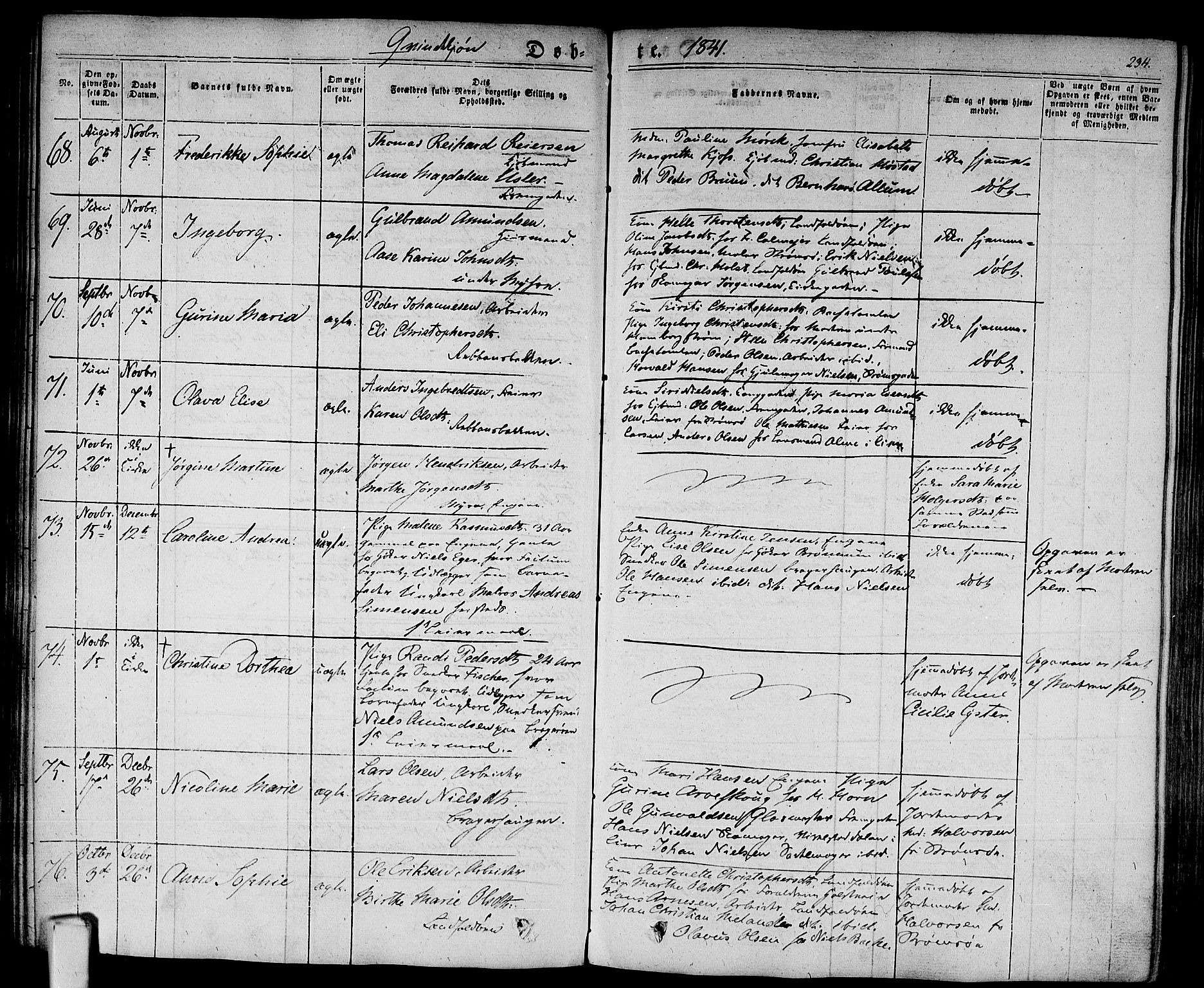 Bragernes kirkebøker, SAKO/A-6/F/Fb/L0001: Parish register (official) no. II 1, 1830-1847, p. 234