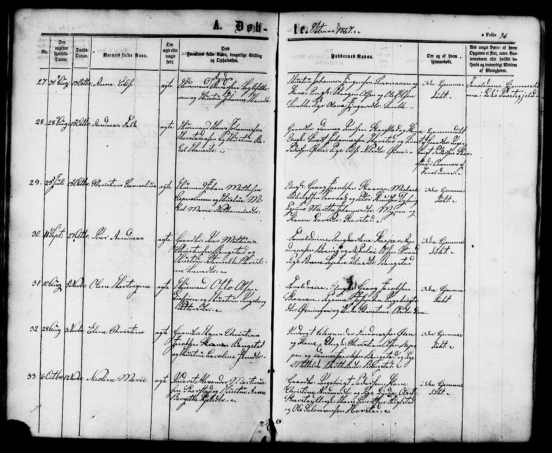 Ministerialprotokoller, klokkerbøker og fødselsregistre - Nordland, SAT/A-1459/810/L0146: Parish register (official) no. 810A08 /1, 1862-1874, p. 36