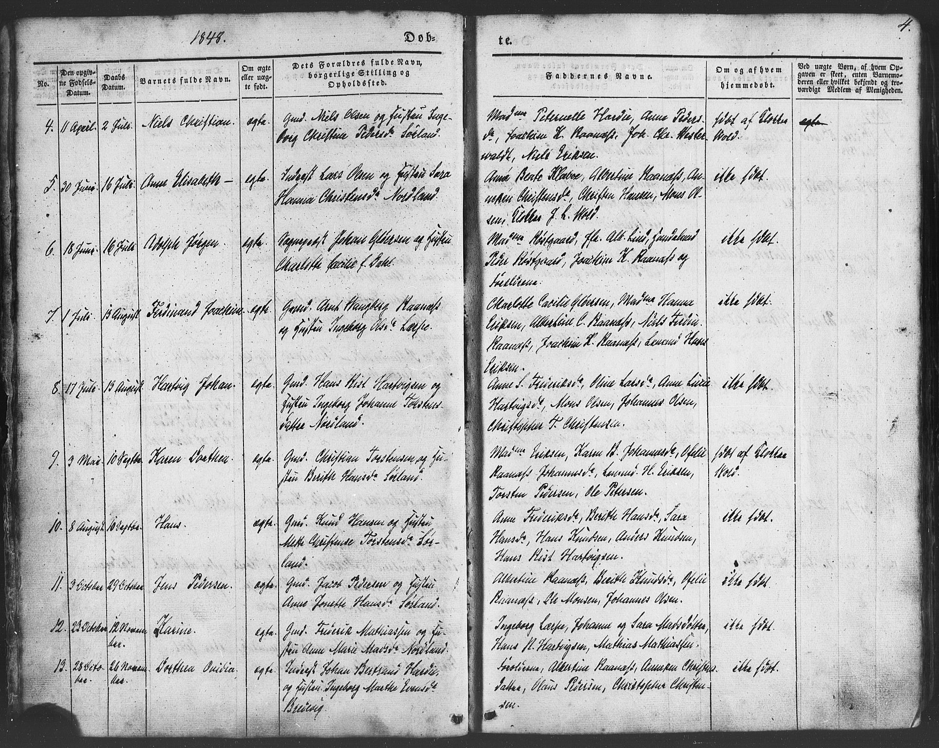 Ministerialprotokoller, klokkerbøker og fødselsregistre - Nordland, SAT/A-1459/807/L0121: Parish register (official) no. 807A04, 1846-1879, p. 4