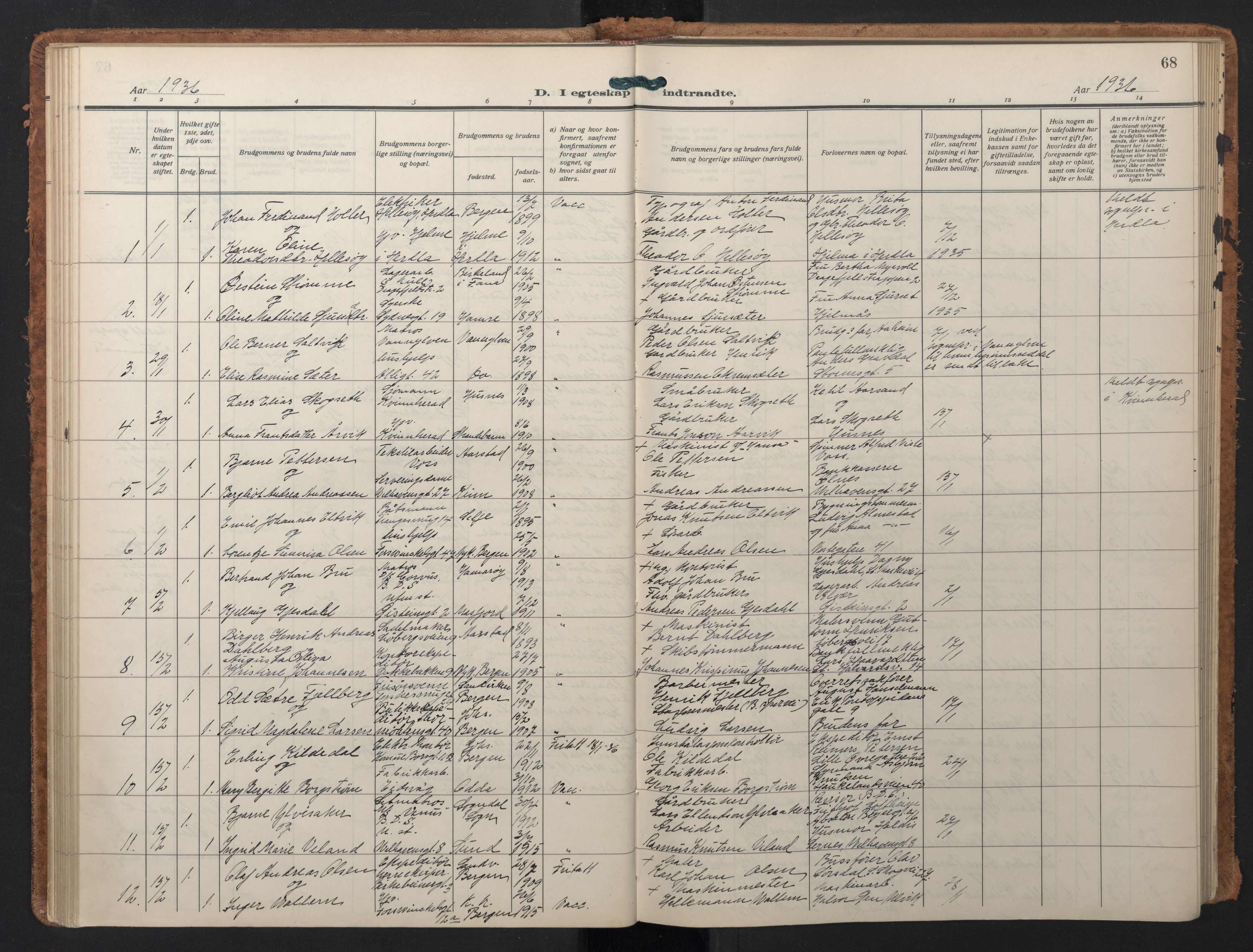 Johanneskirken sokneprestembete, SAB/A-76001/H/Hab: Parish register (copy) no. C 3, 1929-1949, p. 67b-68a