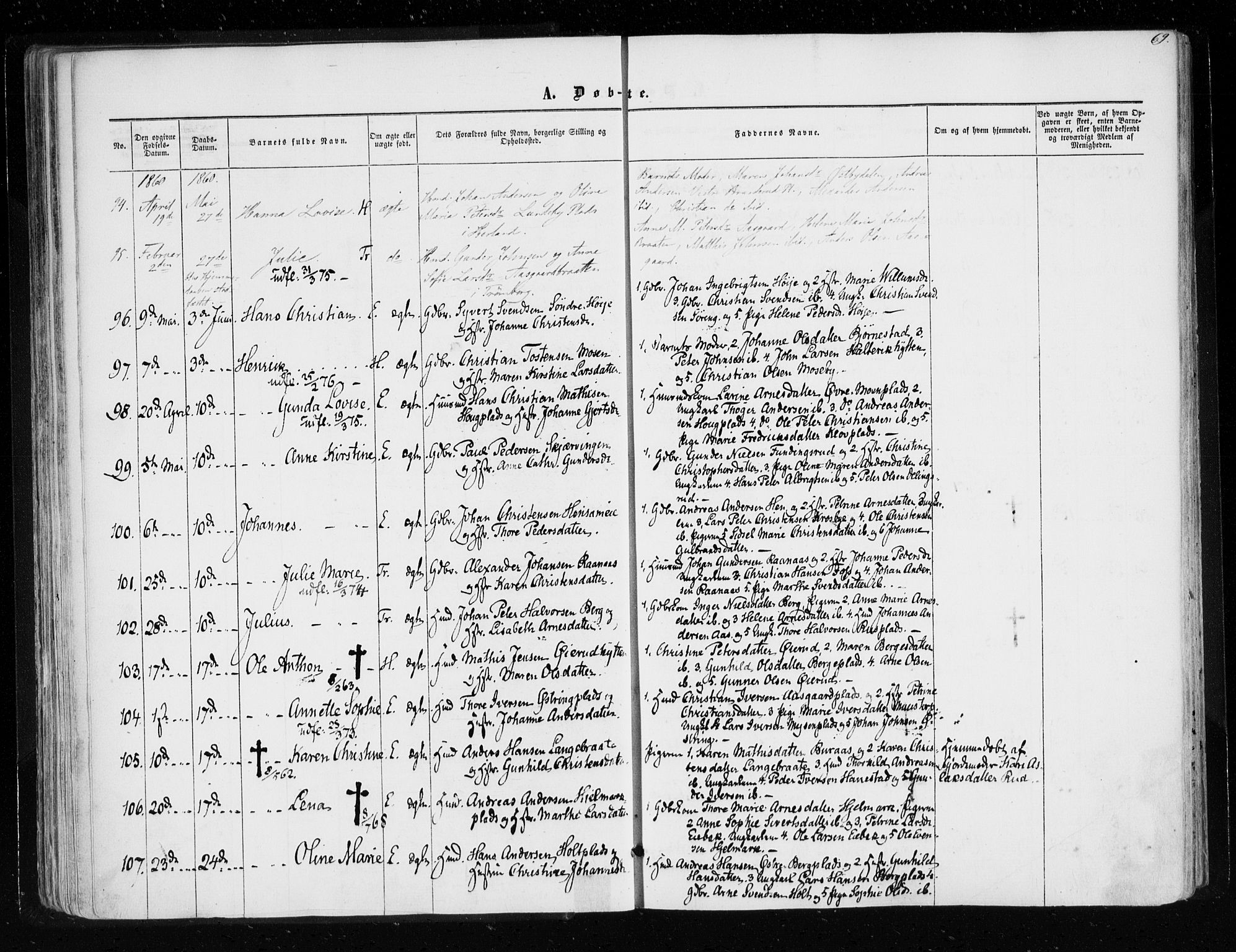 Eidsberg prestekontor Kirkebøker, SAO/A-10905/F/Fa/L0010.a: Parish register (official) no. I 10A, 1857-1866, p. 69