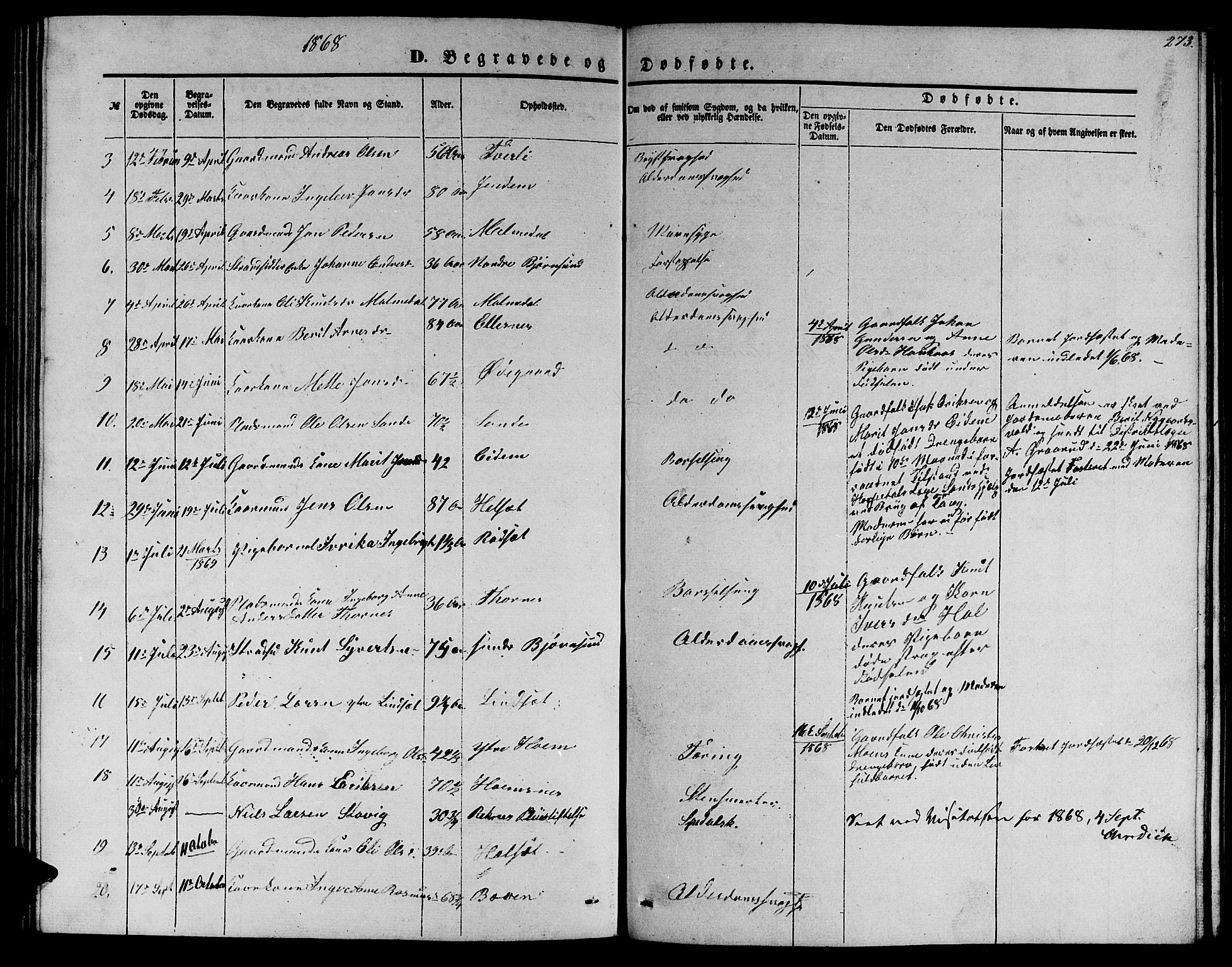 Ministerialprotokoller, klokkerbøker og fødselsregistre - Møre og Romsdal, SAT/A-1454/565/L0753: Parish register (copy) no. 565C02, 1845-1870, p. 273