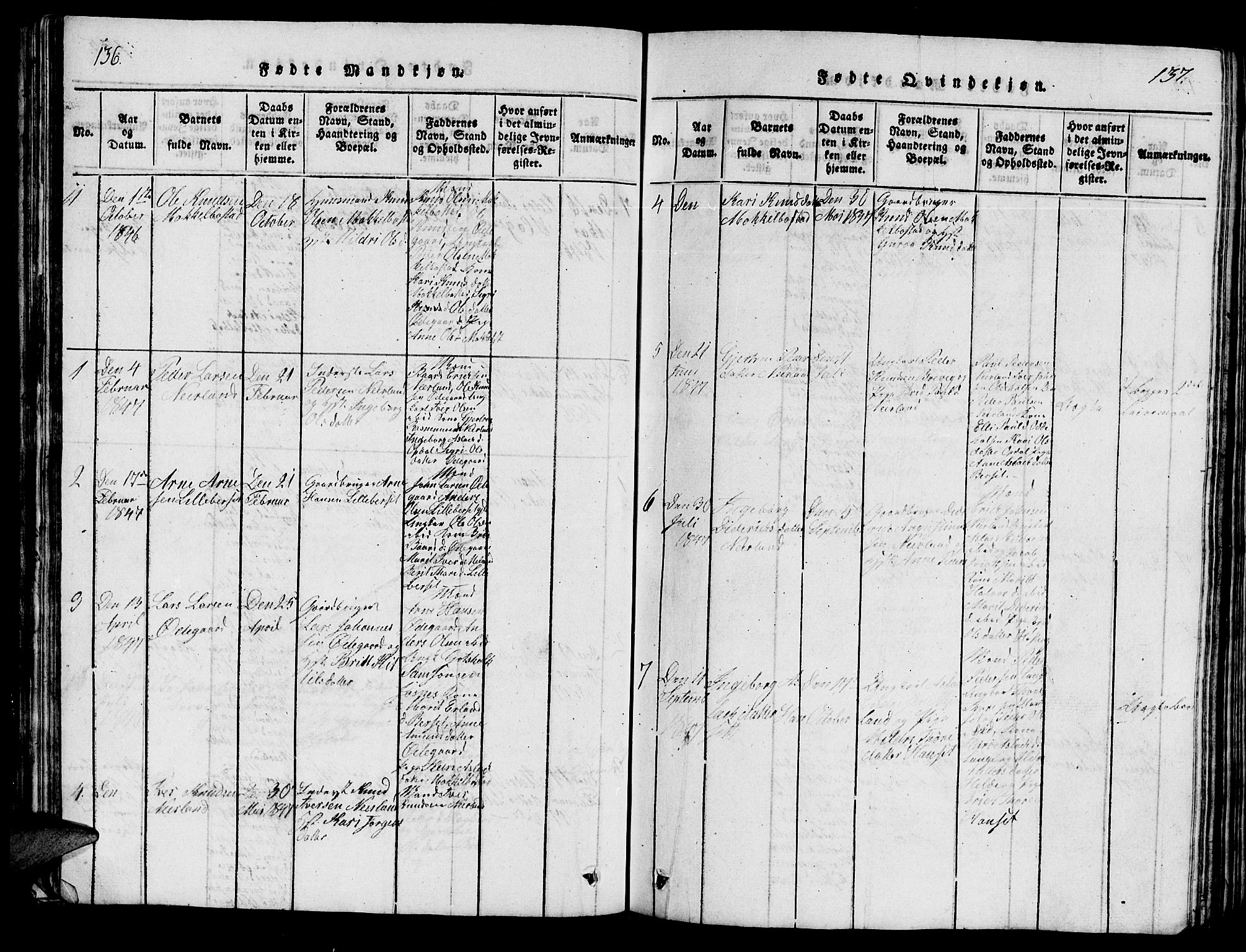 Ministerialprotokoller, klokkerbøker og fødselsregistre - Møre og Romsdal, SAT/A-1454/554/L0644: Parish register (copy) no. 554C01, 1818-1851, p. 136-137
