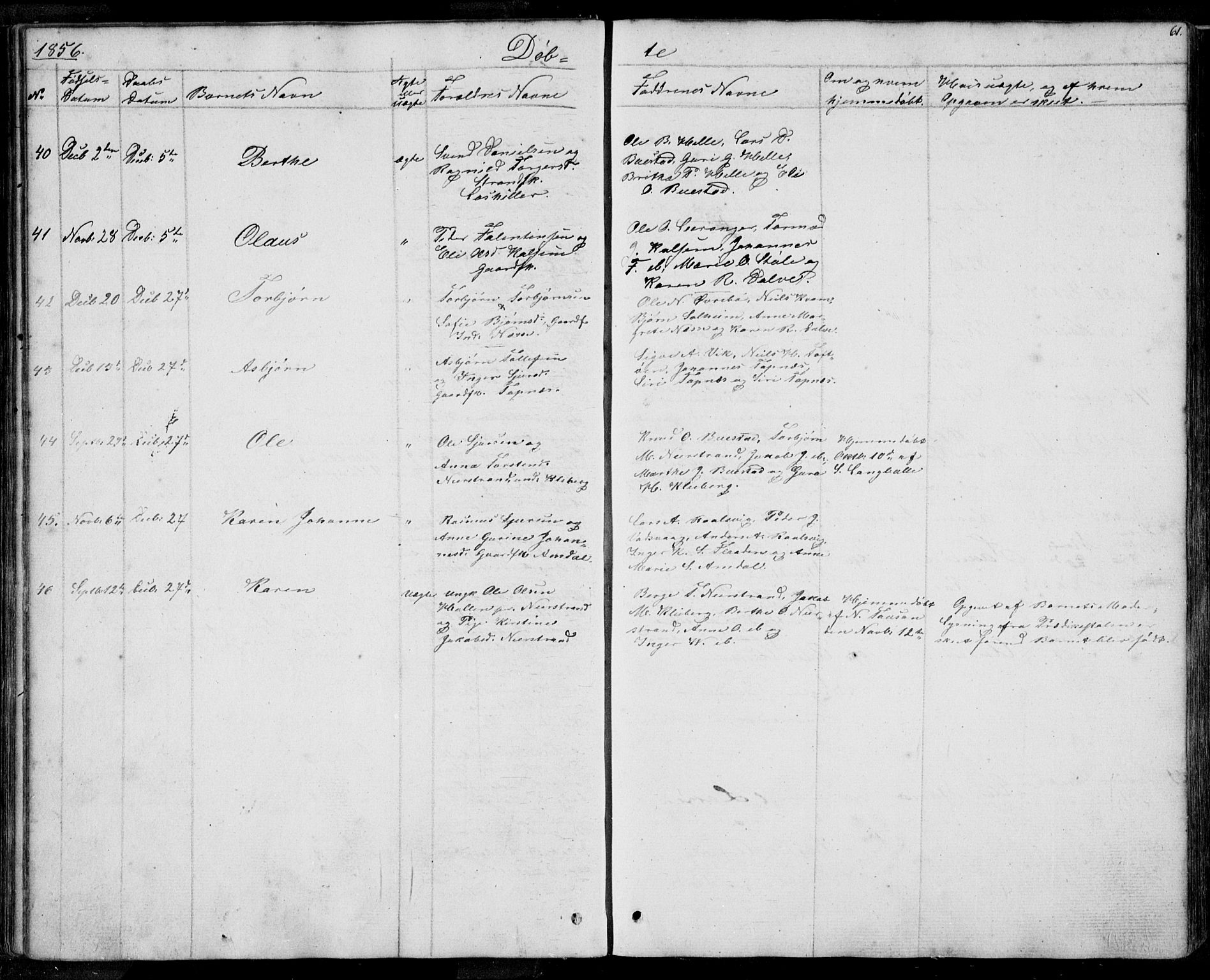 Nedstrand sokneprestkontor, AV/SAST-A-101841/01/IV: Parish register (official) no. A 8, 1839-1860, p. 61