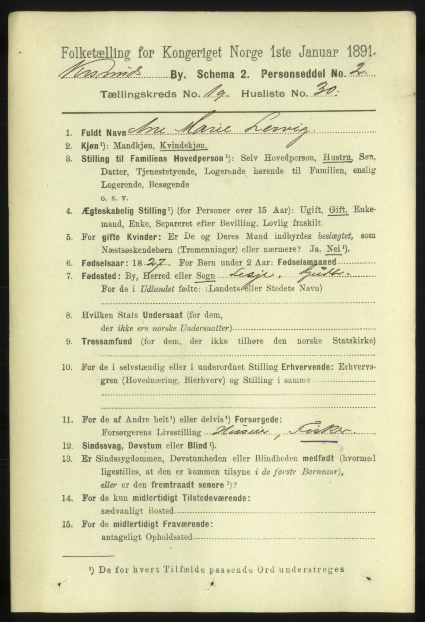 RA, 1891 census for 1503 Kristiansund, 1891, p. 12799