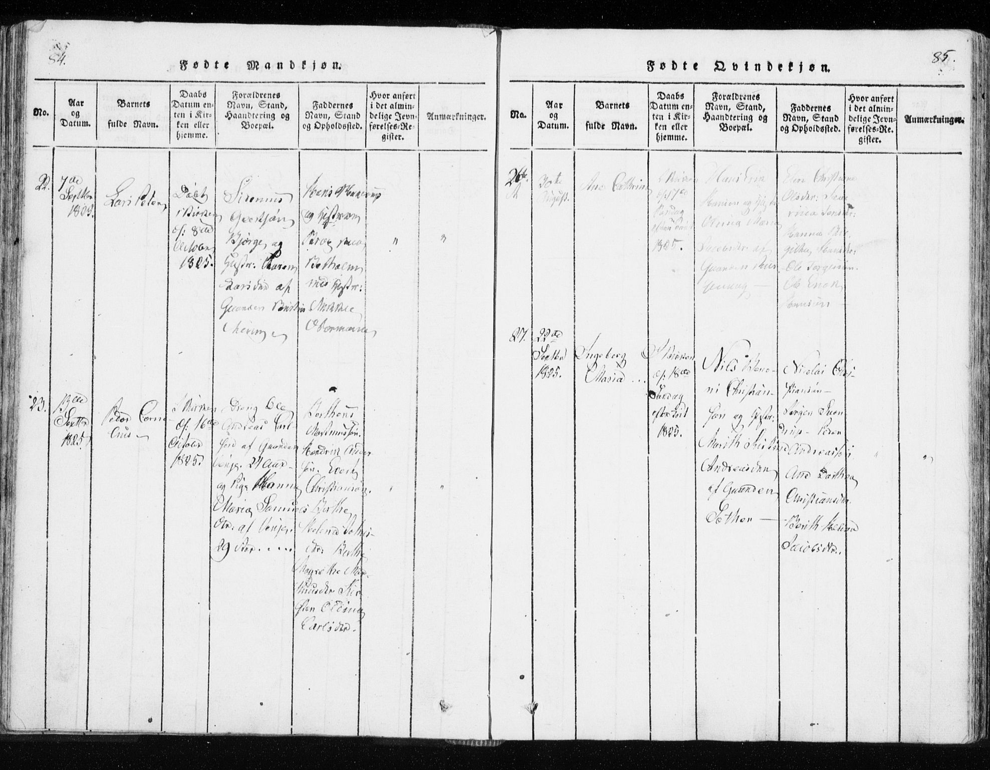 Tranøy sokneprestkontor, AV/SATØ-S-1313/I/Ia/Iaa/L0004kirke: Parish register (official) no. 4, 1820-1829, p. 84-85