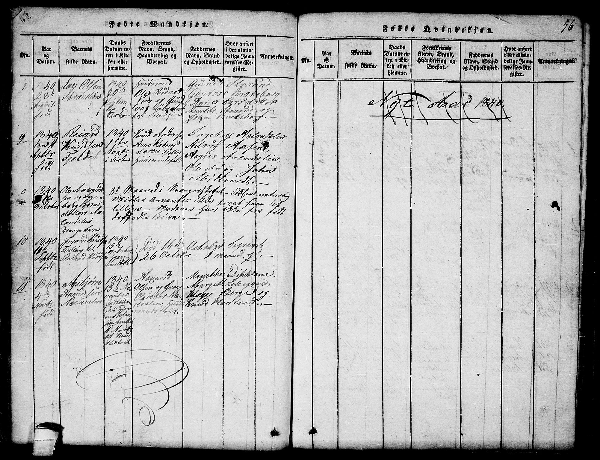 Lårdal kirkebøker, SAKO/A-284/G/Ga/L0001: Parish register (copy) no. I 1, 1815-1861, p. 56