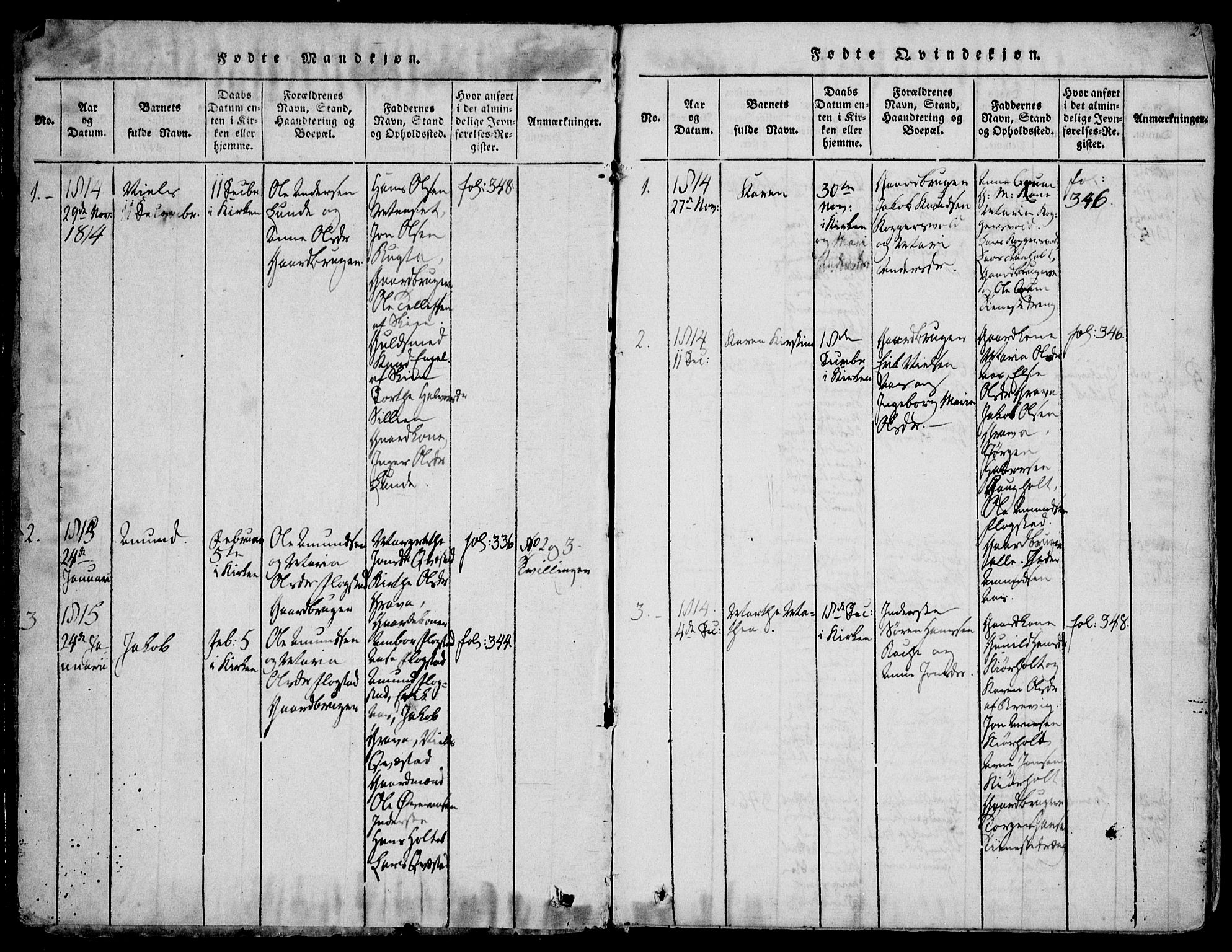 Eidanger kirkebøker, SAKO/A-261/F/Fa/L0007: Parish register (official) no. 7, 1814-1831, p. 2