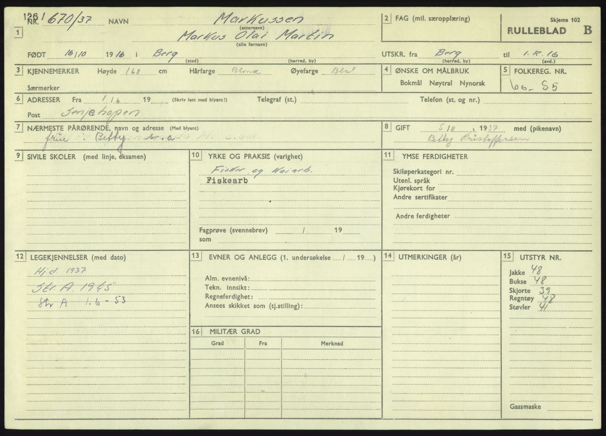 Forsvaret, Troms infanteriregiment nr. 16, AV/RA-RAFA-3146/P/Pa/L0021: Rulleblad for regimentets menige mannskaper, årsklasse 1937, 1937, p. 745