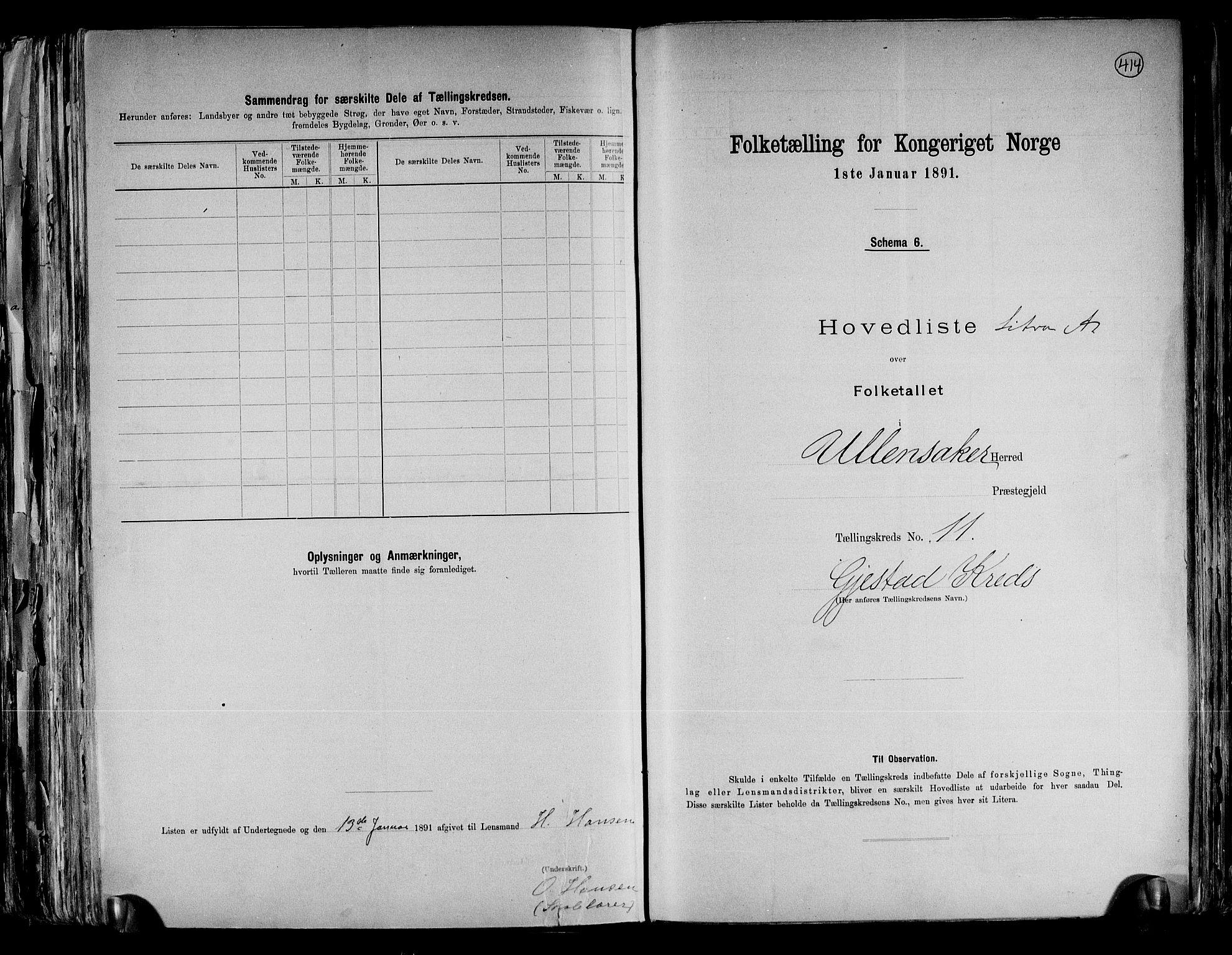 RA, 1891 census for 0235 Ullensaker, 1891, p. 25