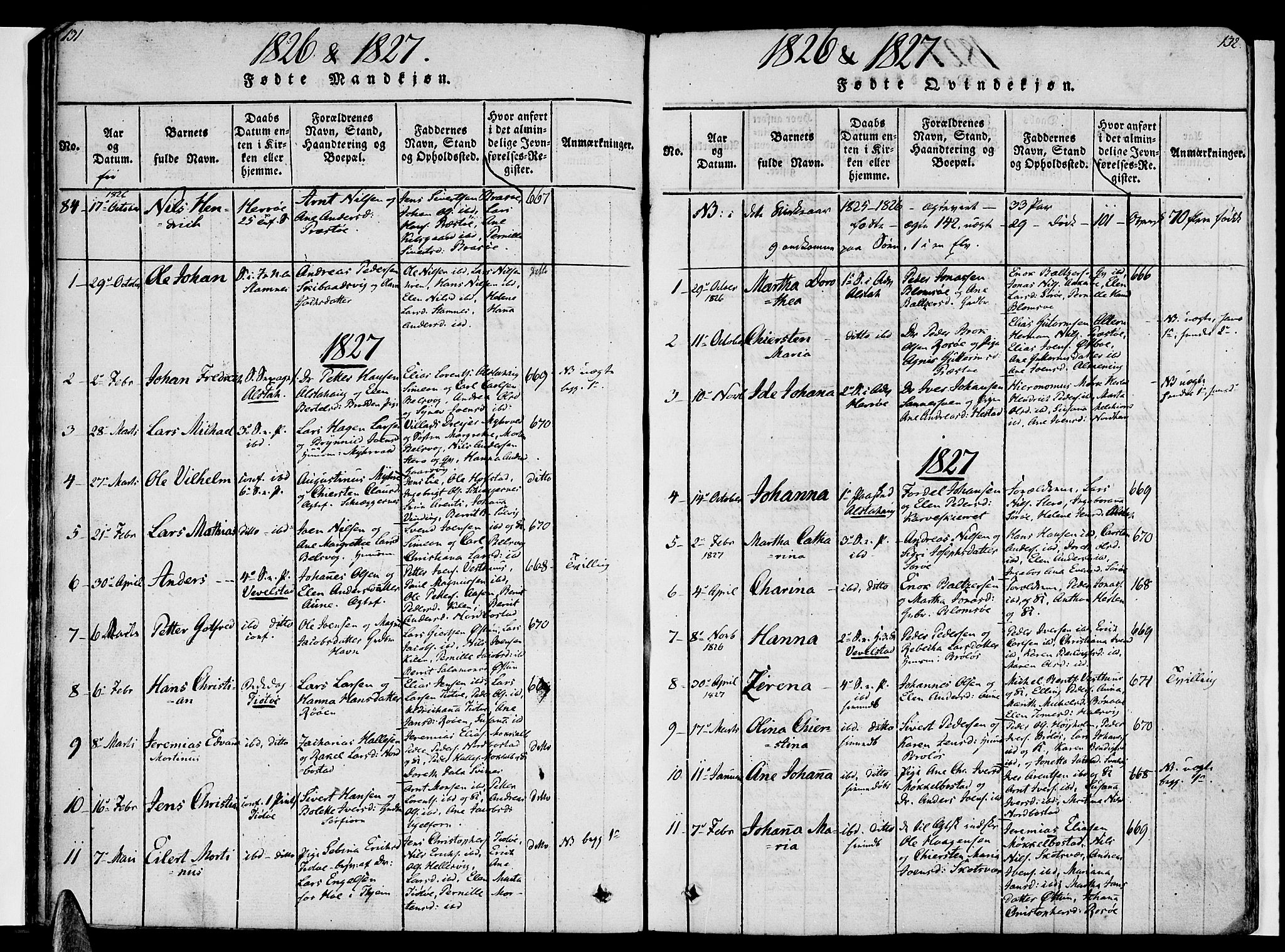 Ministerialprotokoller, klokkerbøker og fødselsregistre - Nordland, SAT/A-1459/830/L0445: Parish register (official) no. 830A09, 1820-1830, p. 131-132