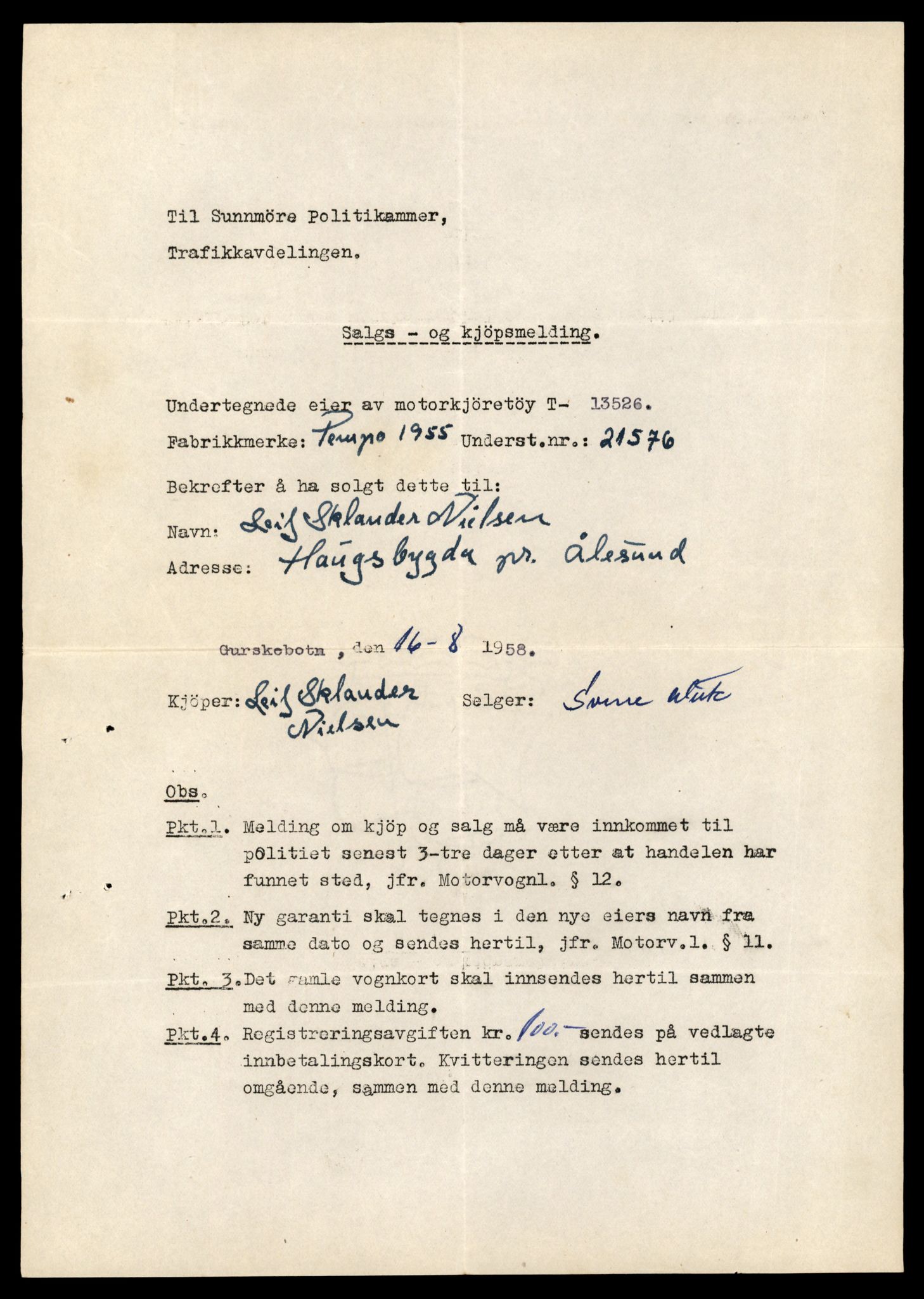 Møre og Romsdal vegkontor - Ålesund trafikkstasjon, AV/SAT-A-4099/F/Fe/L0039: Registreringskort for kjøretøy T 13361 - T 13530, 1927-1998, p. 2909
