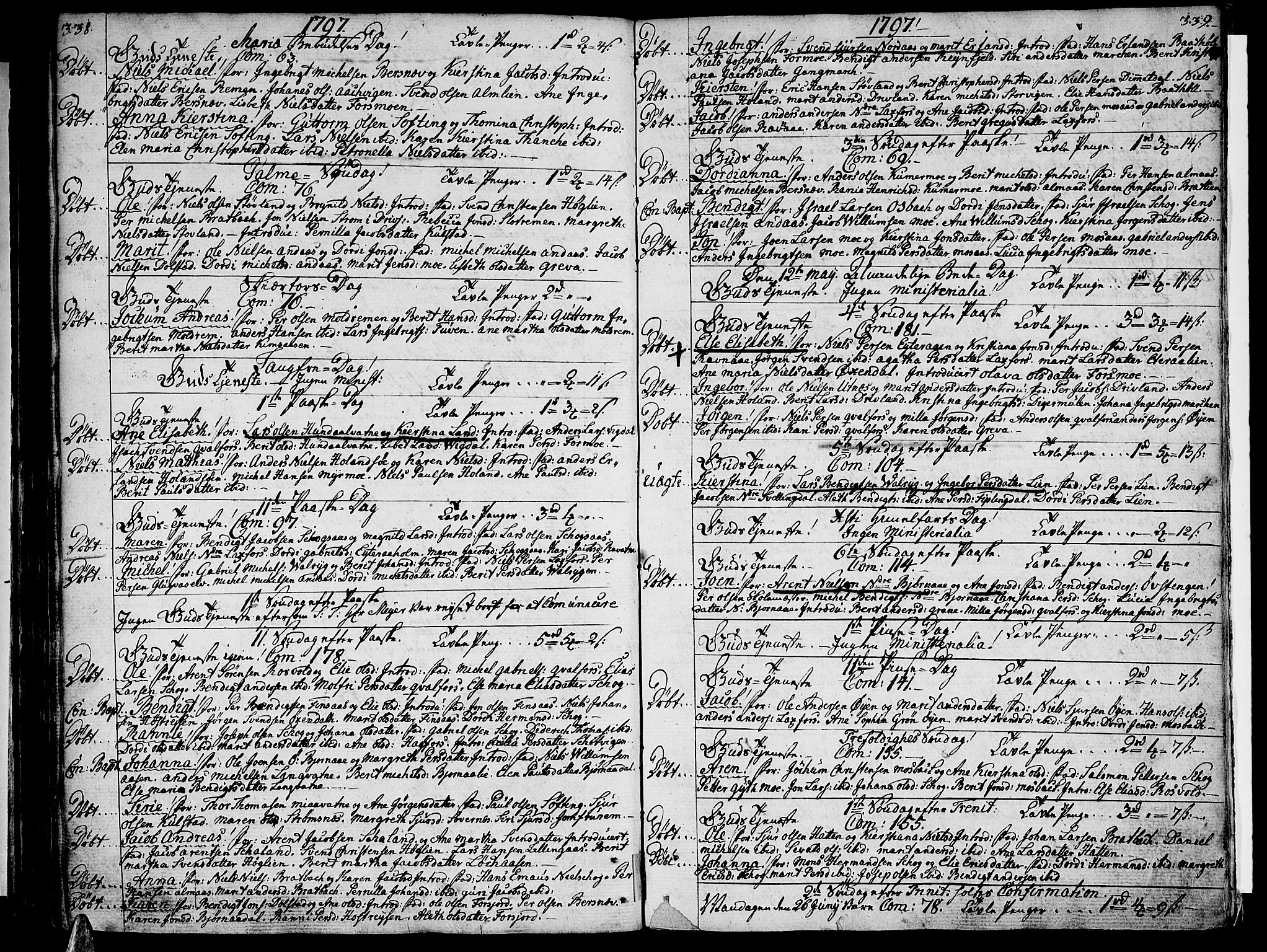 Ministerialprotokoller, klokkerbøker og fødselsregistre - Nordland, SAT/A-1459/820/L0286: Parish register (official) no. 820A07, 1780-1799, p. 338-339