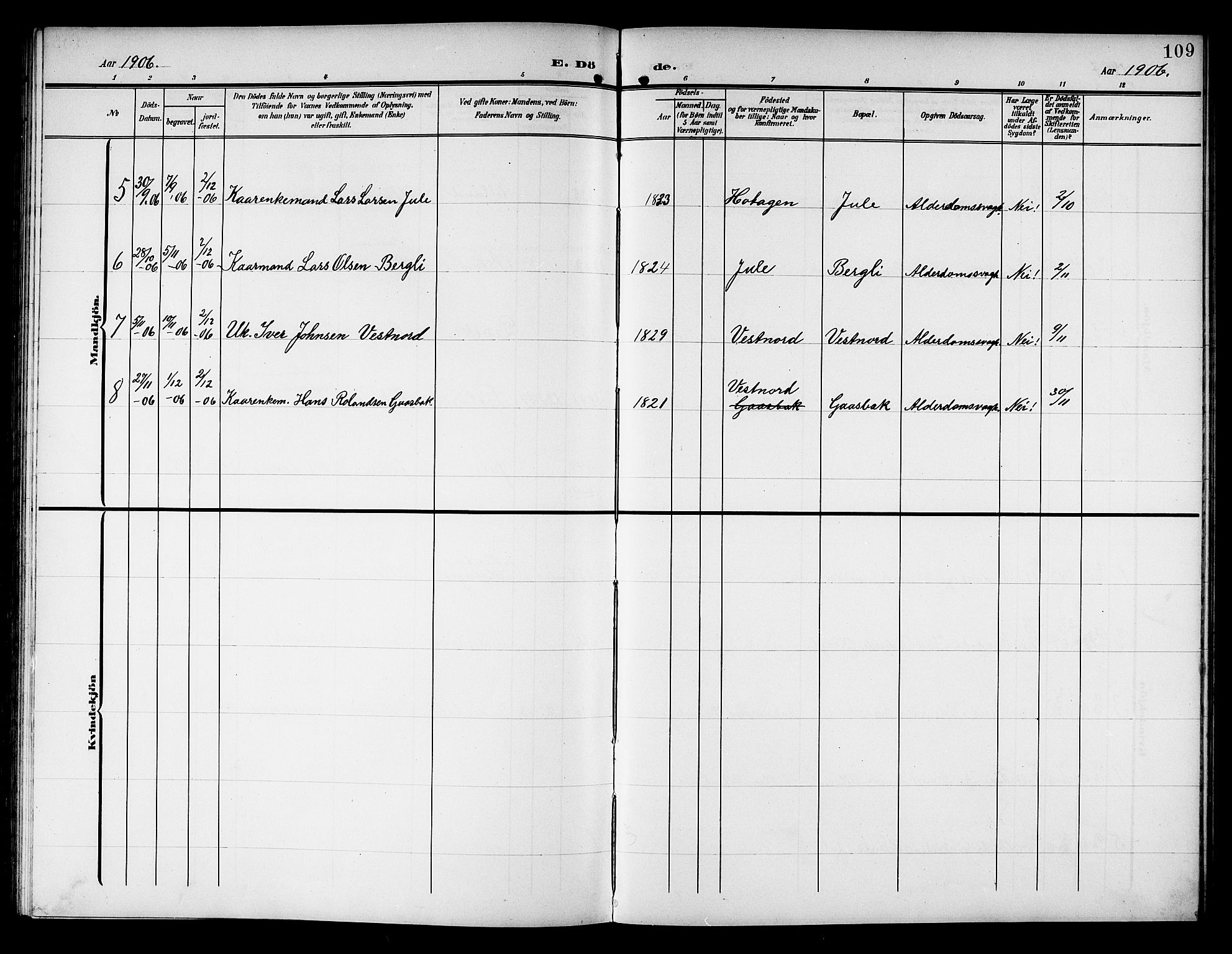 Ministerialprotokoller, klokkerbøker og fødselsregistre - Nord-Trøndelag, AV/SAT-A-1458/757/L0506: Parish register (copy) no. 757C01, 1904-1922, p. 109