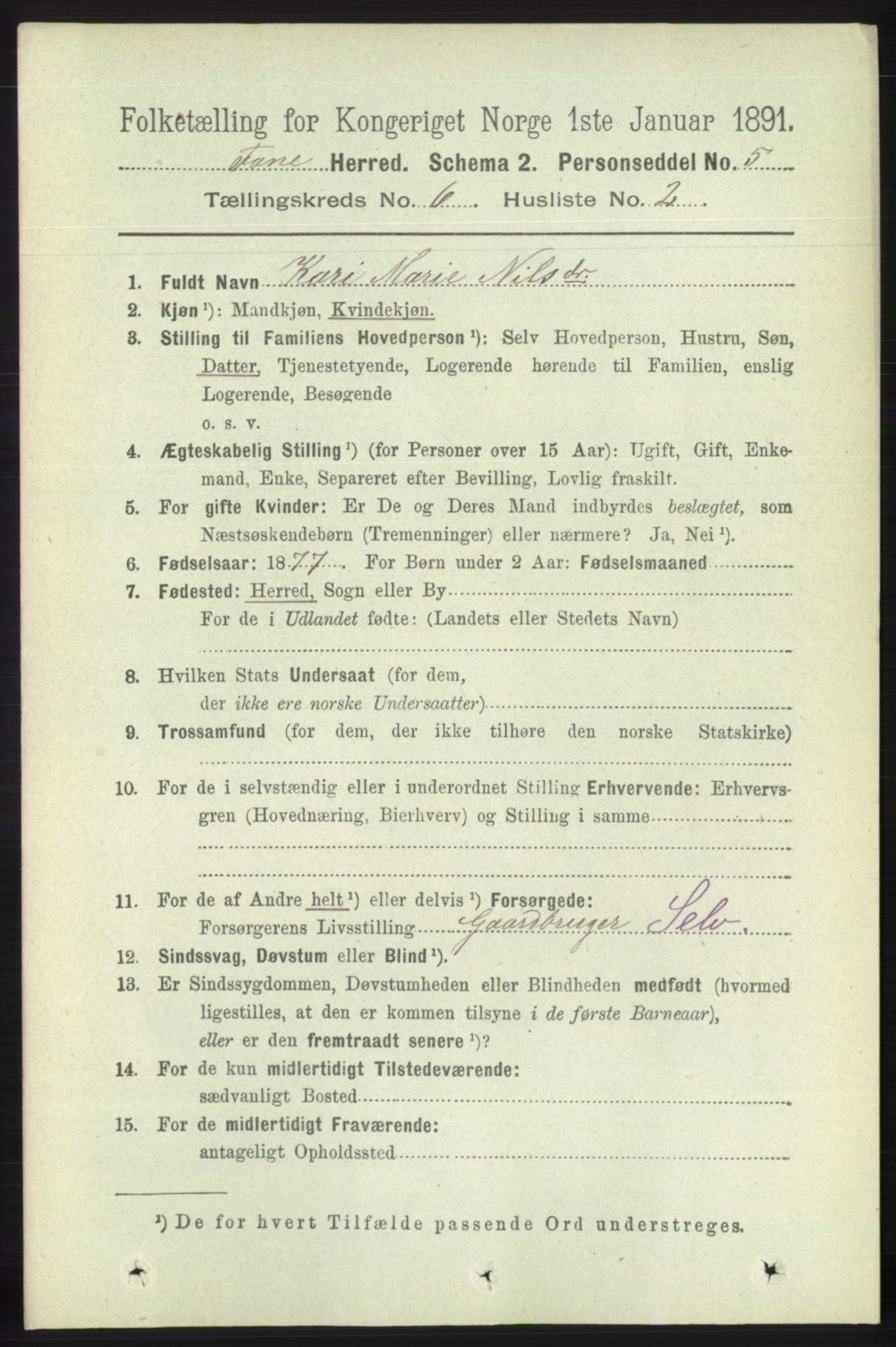 RA, 1891 census for 1249 Fana, 1891, p. 2572