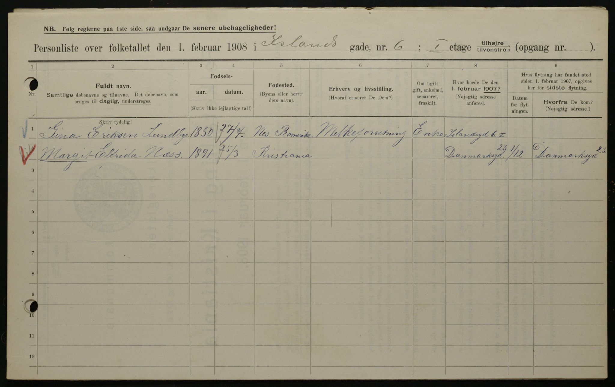 OBA, Municipal Census 1908 for Kristiania, 1908, p. 39968