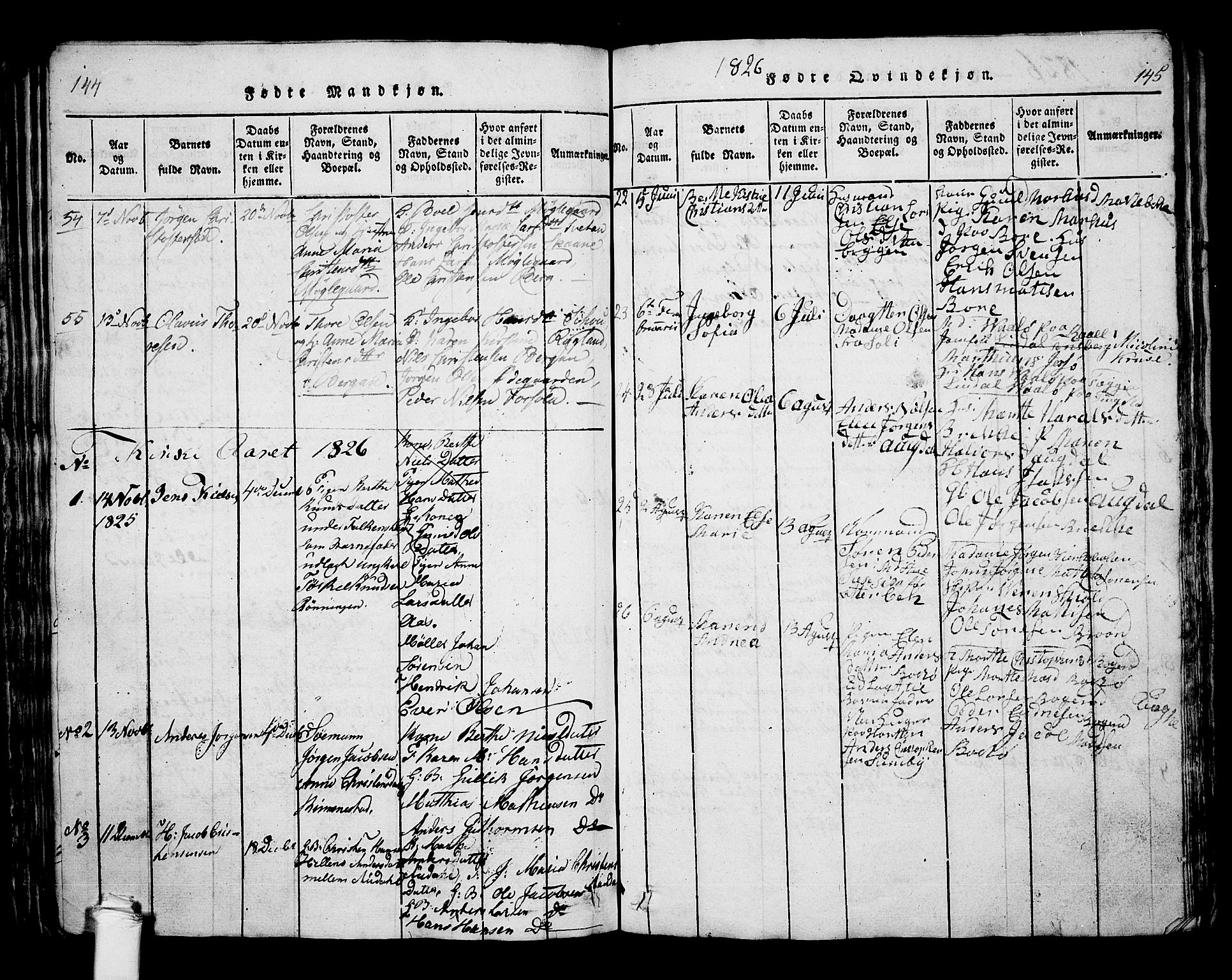 Borre kirkebøker, AV/SAKO-A-338/G/Ga/L0001: Parish register (copy) no. I 1, 1815-1851, p. 144-145