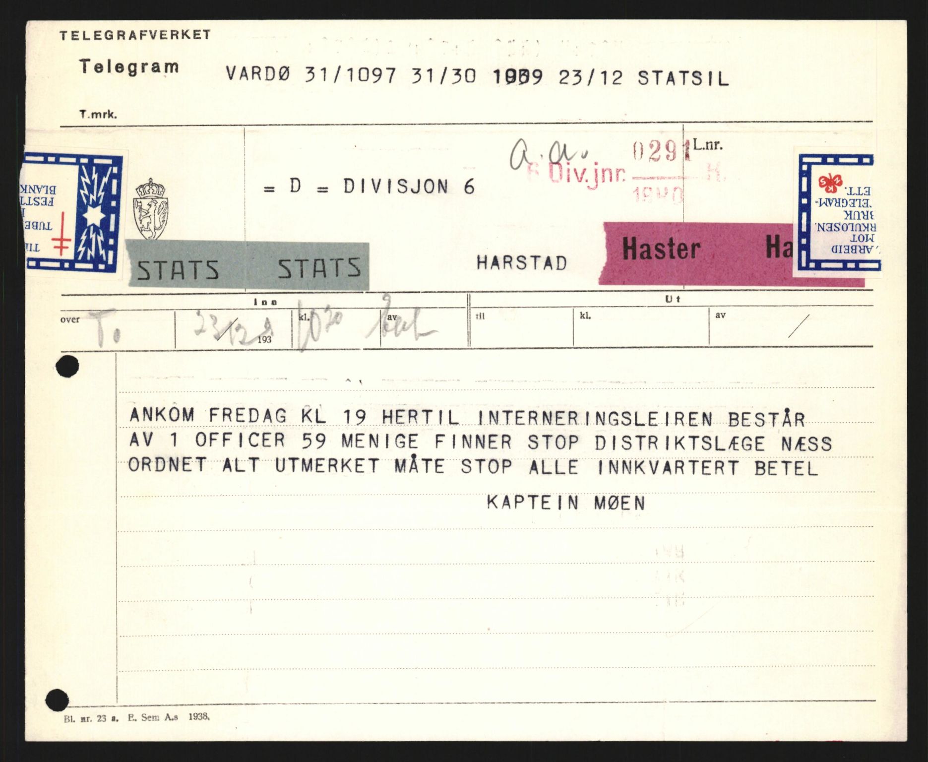 Forsvaret, Forsvarets krigshistoriske avdeling, RA/RAFA-2017/Y/Yb/L0121: II-C-11-600  -  6. Divisjon med avdelinger, 1939-1940, p. 74