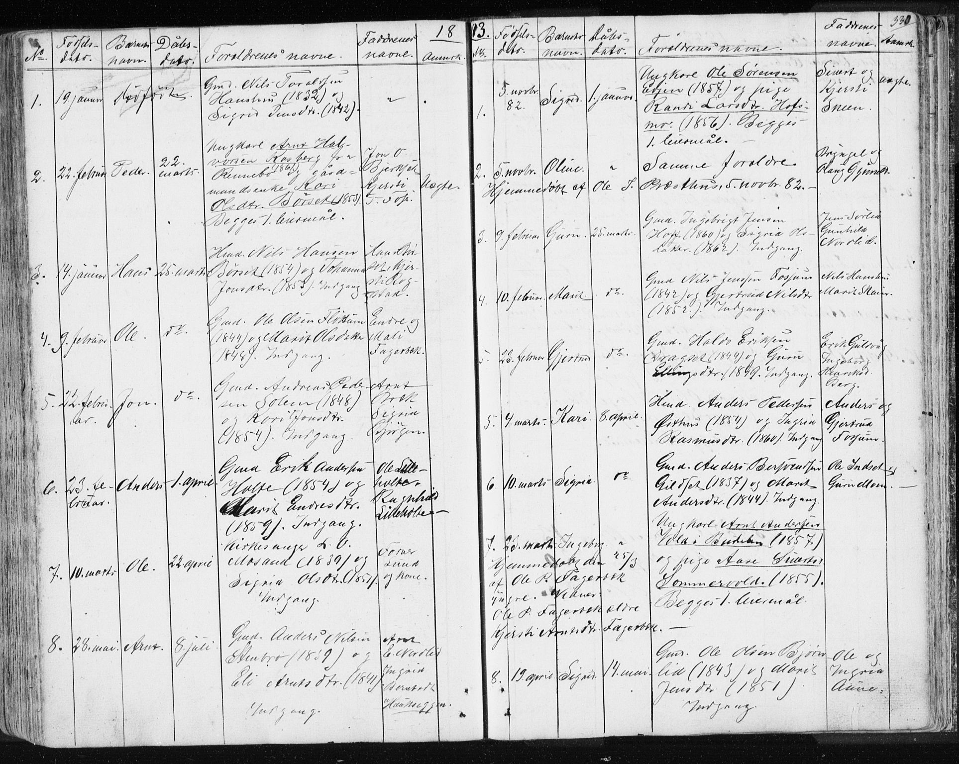 Ministerialprotokoller, klokkerbøker og fødselsregistre - Sør-Trøndelag, AV/SAT-A-1456/689/L1043: Parish register (copy) no. 689C02, 1816-1892, p. 330