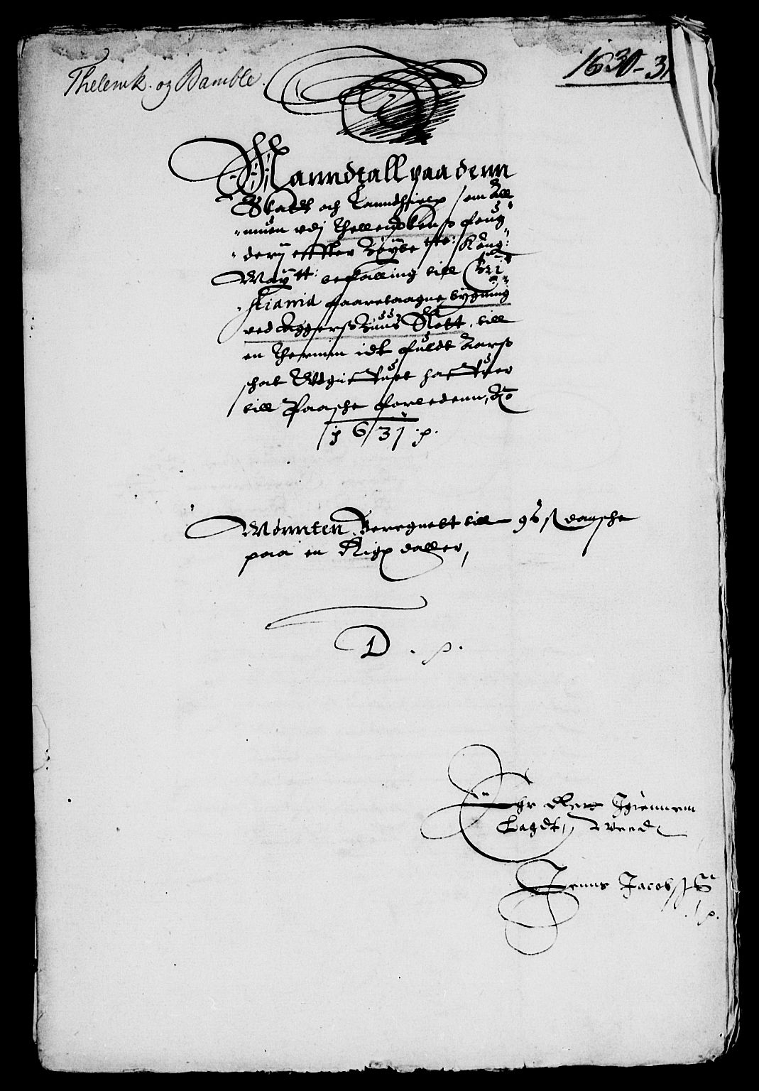 Rentekammeret inntil 1814, Reviderte regnskaper, Lensregnskaper, AV/RA-EA-5023/R/Rb/Rbp/L0015: Bratsberg len, 1630-1633