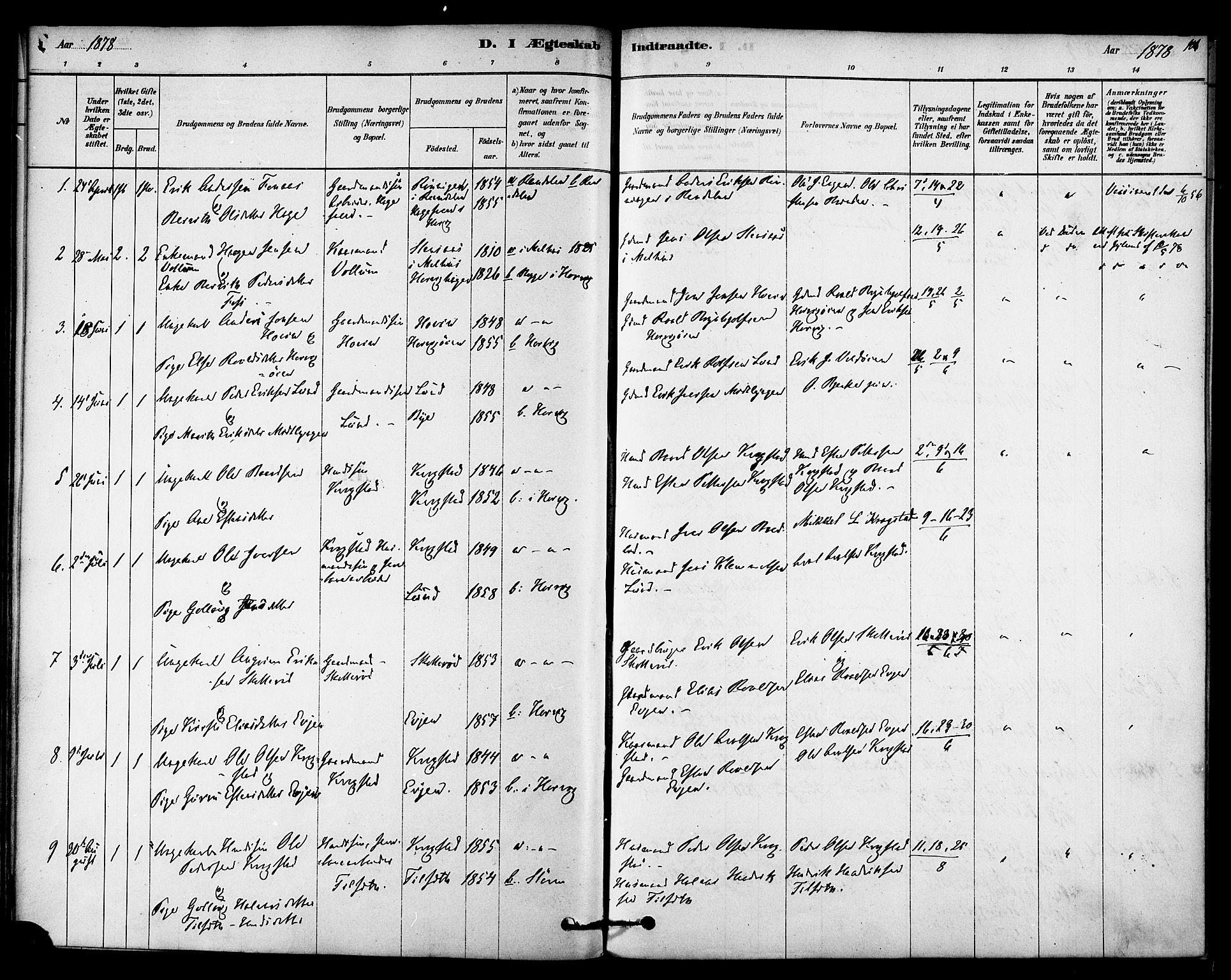 Ministerialprotokoller, klokkerbøker og fødselsregistre - Sør-Trøndelag, SAT/A-1456/692/L1105: Parish register (official) no. 692A05, 1878-1890, p. 106