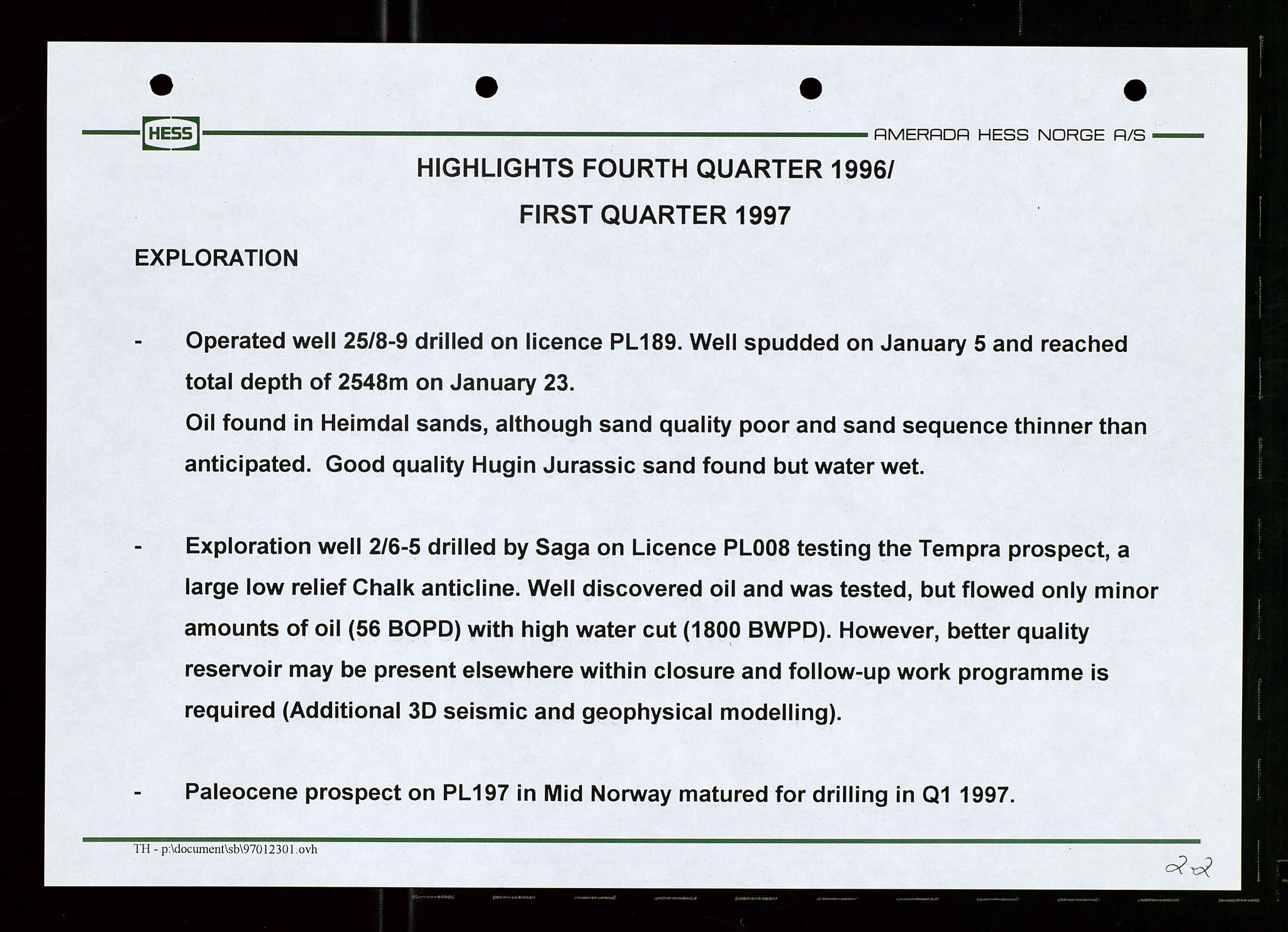 Pa 1766 - Hess Norge AS, AV/SAST-A-102451/A/Aa/L0001: Referater og sakspapirer, 1995-1997, p. 331