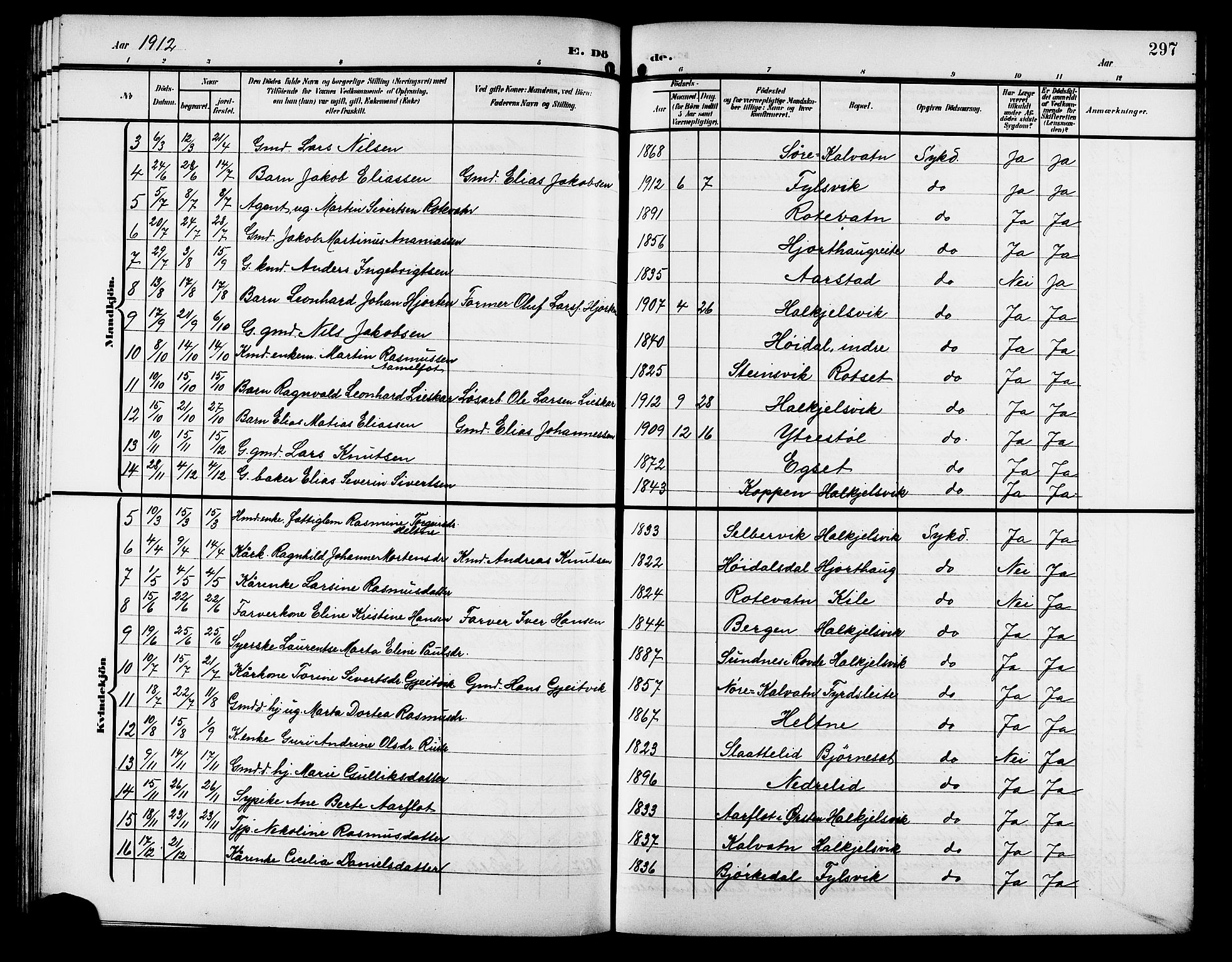 Ministerialprotokoller, klokkerbøker og fødselsregistre - Møre og Romsdal, AV/SAT-A-1454/511/L0159: Parish register (copy) no. 511C05, 1902-1920, p. 297